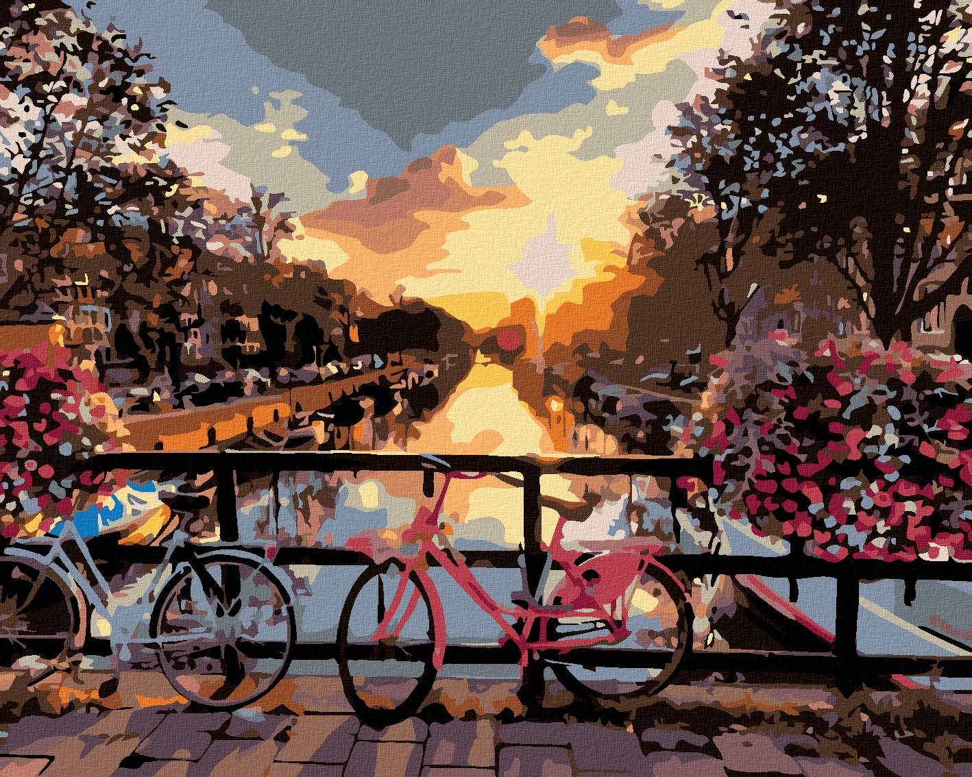 Maľovanie podľa čísel – Kola a kvety, 50 × 40 cm, bez rámu a bez napnutého plátna