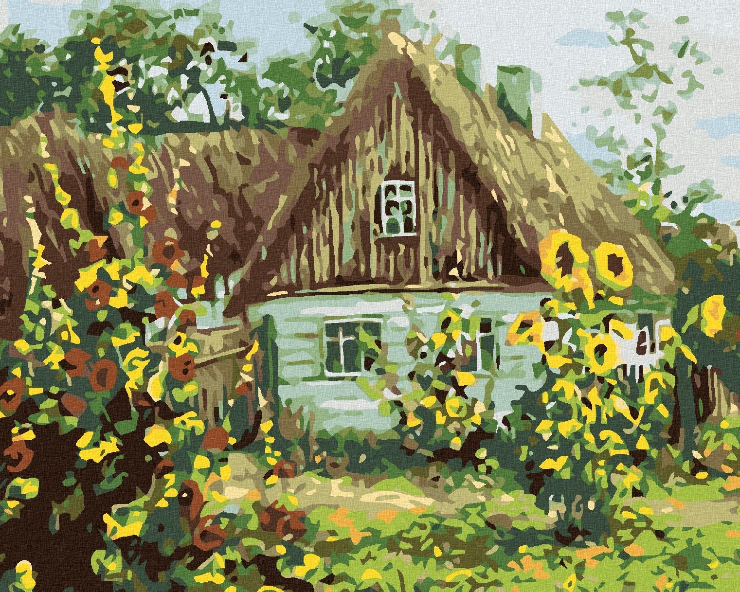 Maľovanie podľa čísel – Chalupa so šindľovou strechou, 100 × 80 cm, bez rámu a bez napnutia plátna