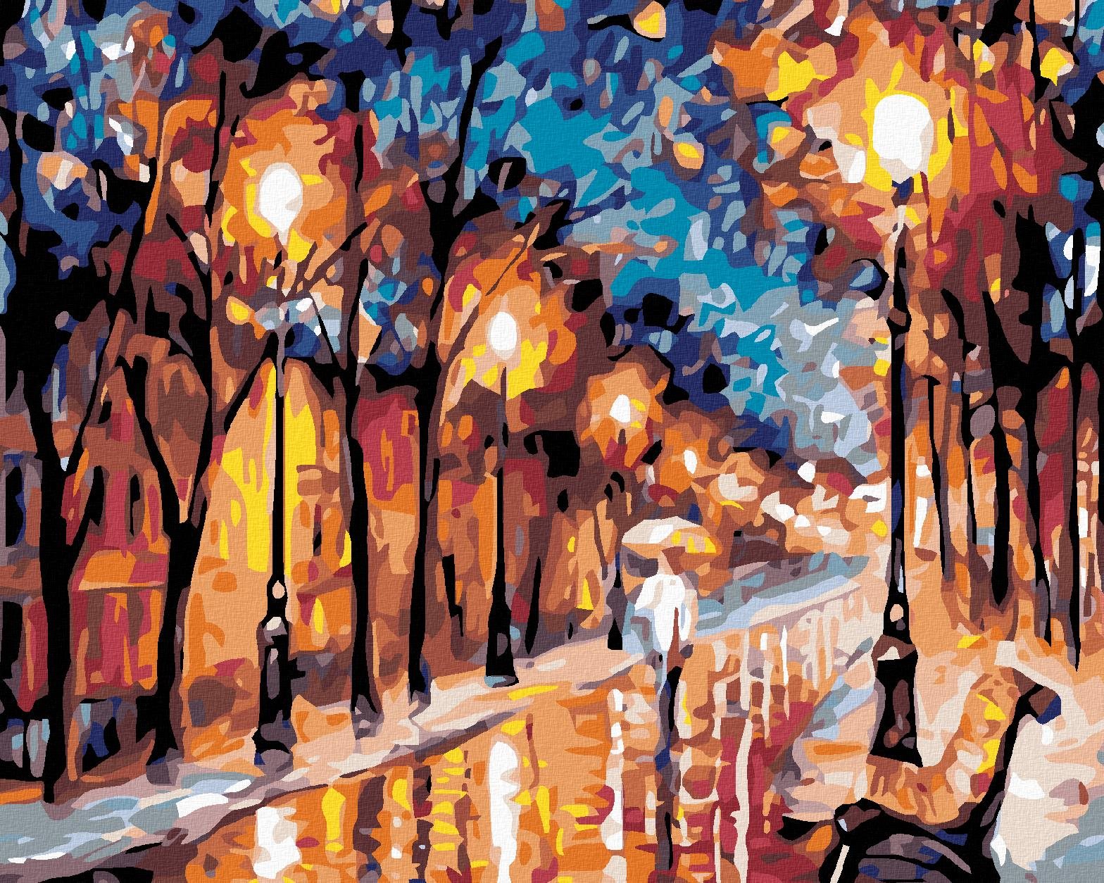 Maľovanie podľa čísel – Večerná ulica, 100 × 80 cm, bez rámu a bez napnutia plátna