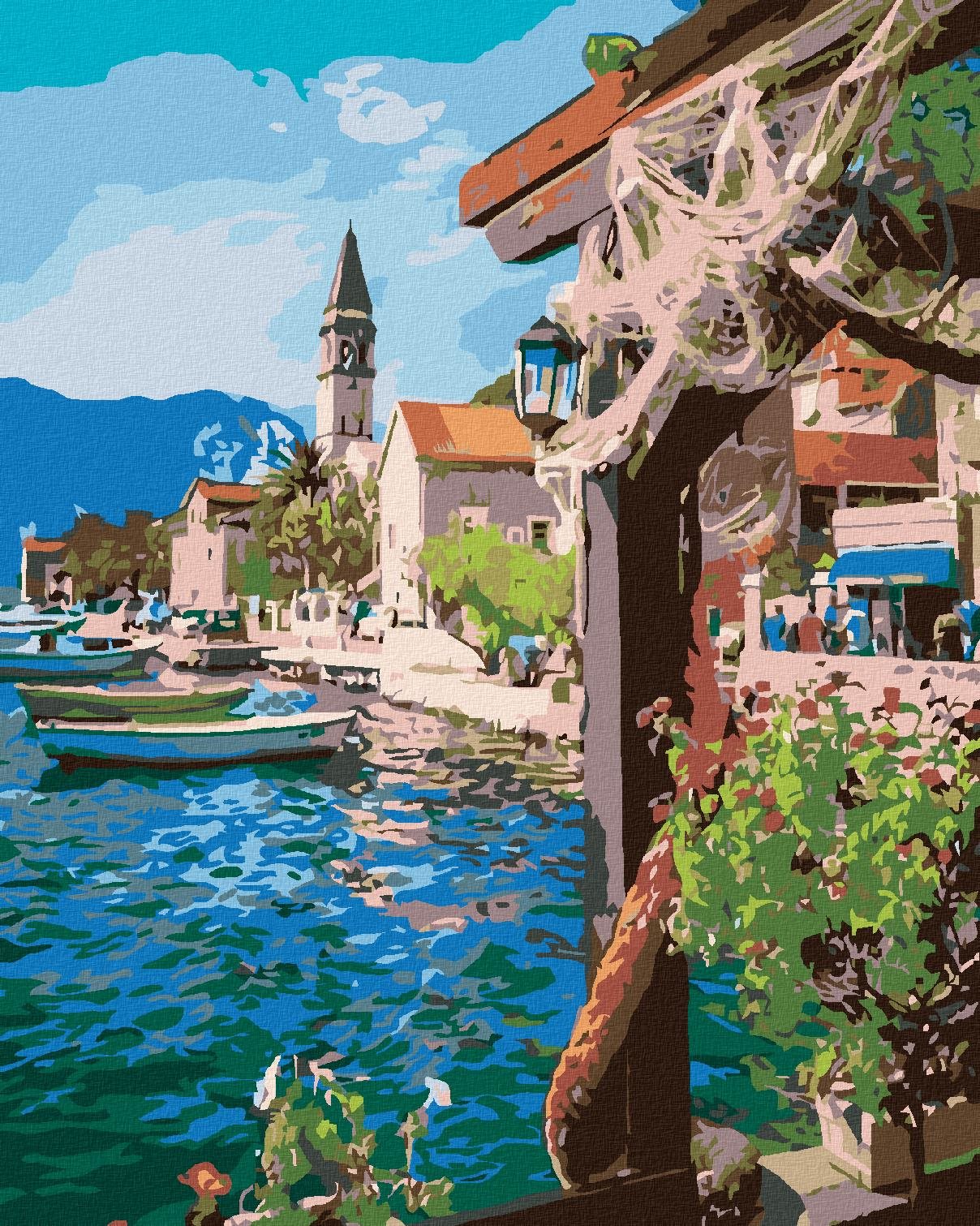 Maľovanie podľa čísel – Výhľad od rybára na more, 40 × 50 cm, plátno napnuté na ráme
