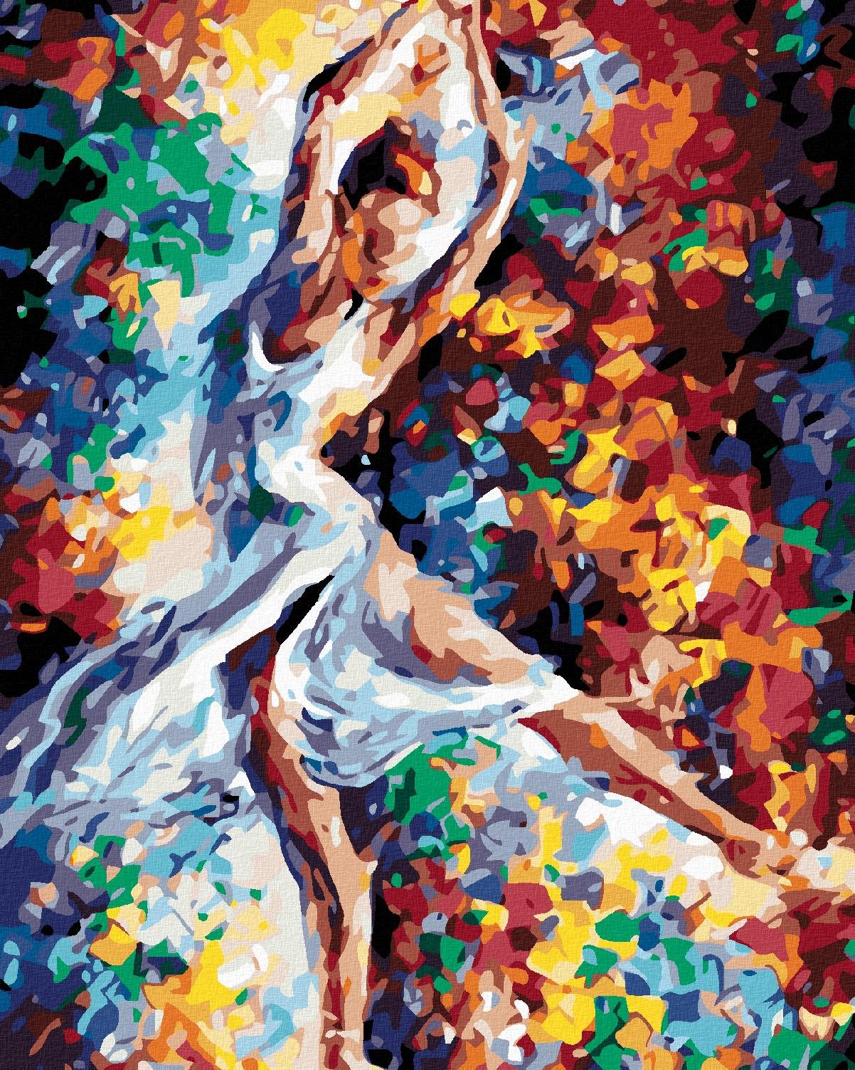 Maľovanie podľa čísel – Tanečnica vo farbách, 80 × 100 cm, bez rámu a bez napnutia plátna