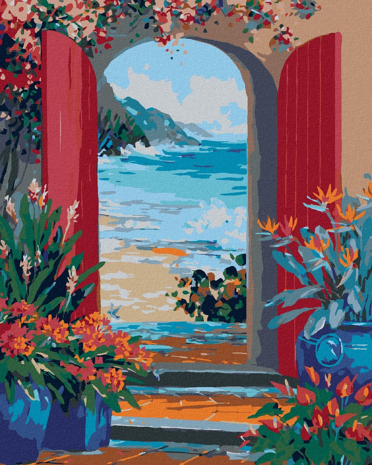 Maľovanie podľa čísel – Zo záhrady na pláž, 40 × 50 cm, bez rámu a bez napnutého plátna