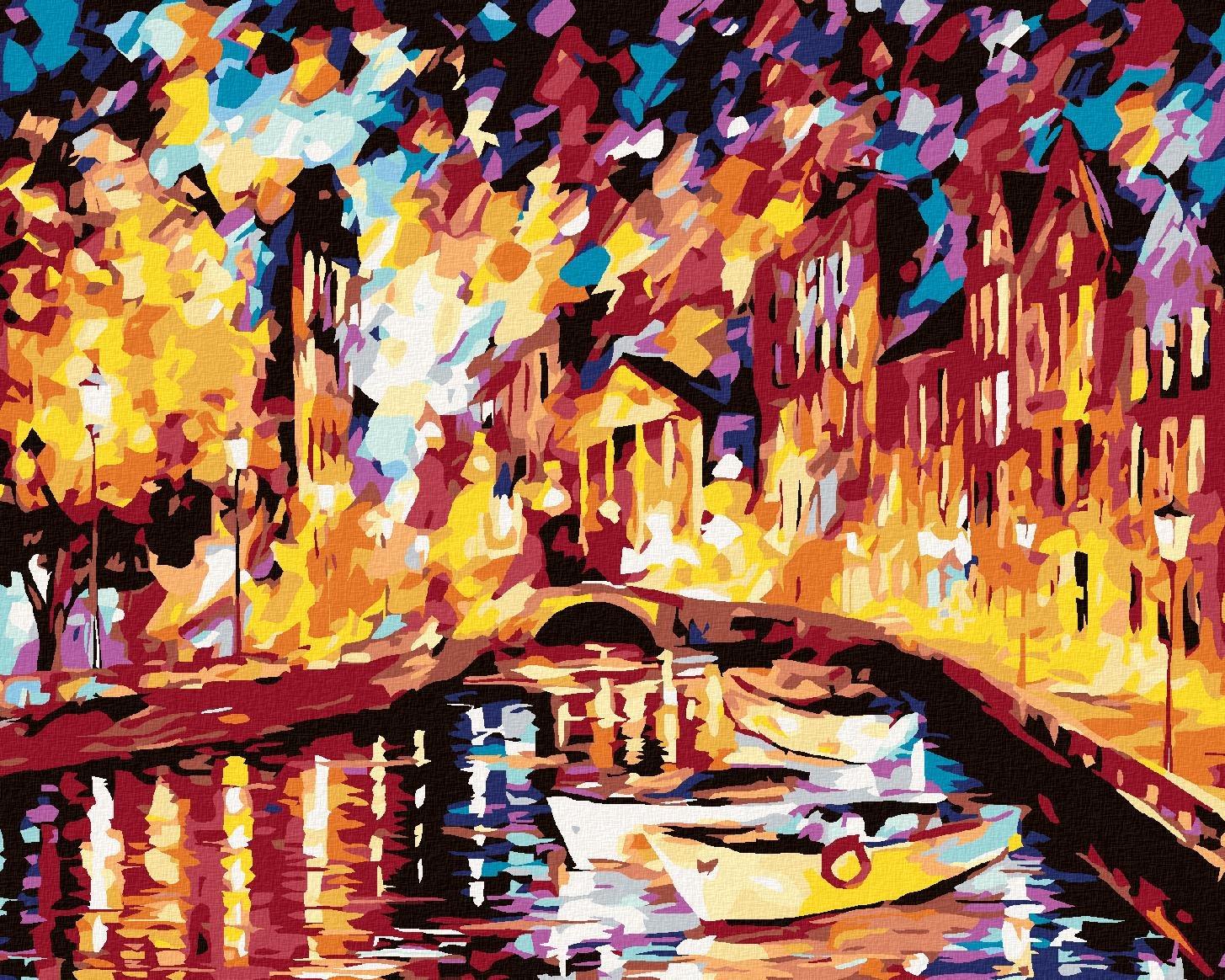 Maľovanie podľa čísel - Loďky v Benátkach, 50 x 40 cm, napnuté plátno na ráme