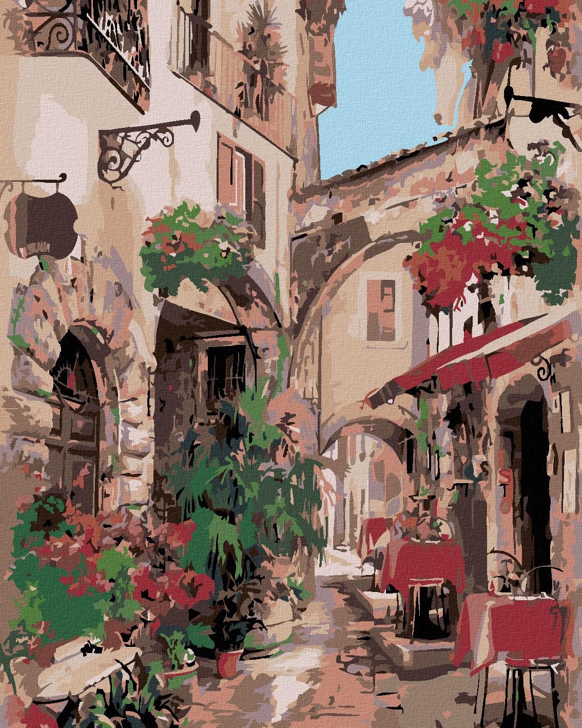 Maľovanie podľa čísel – Talianska ulička, 40 × 50 cm, bez rámu a bez vypnutia plátna