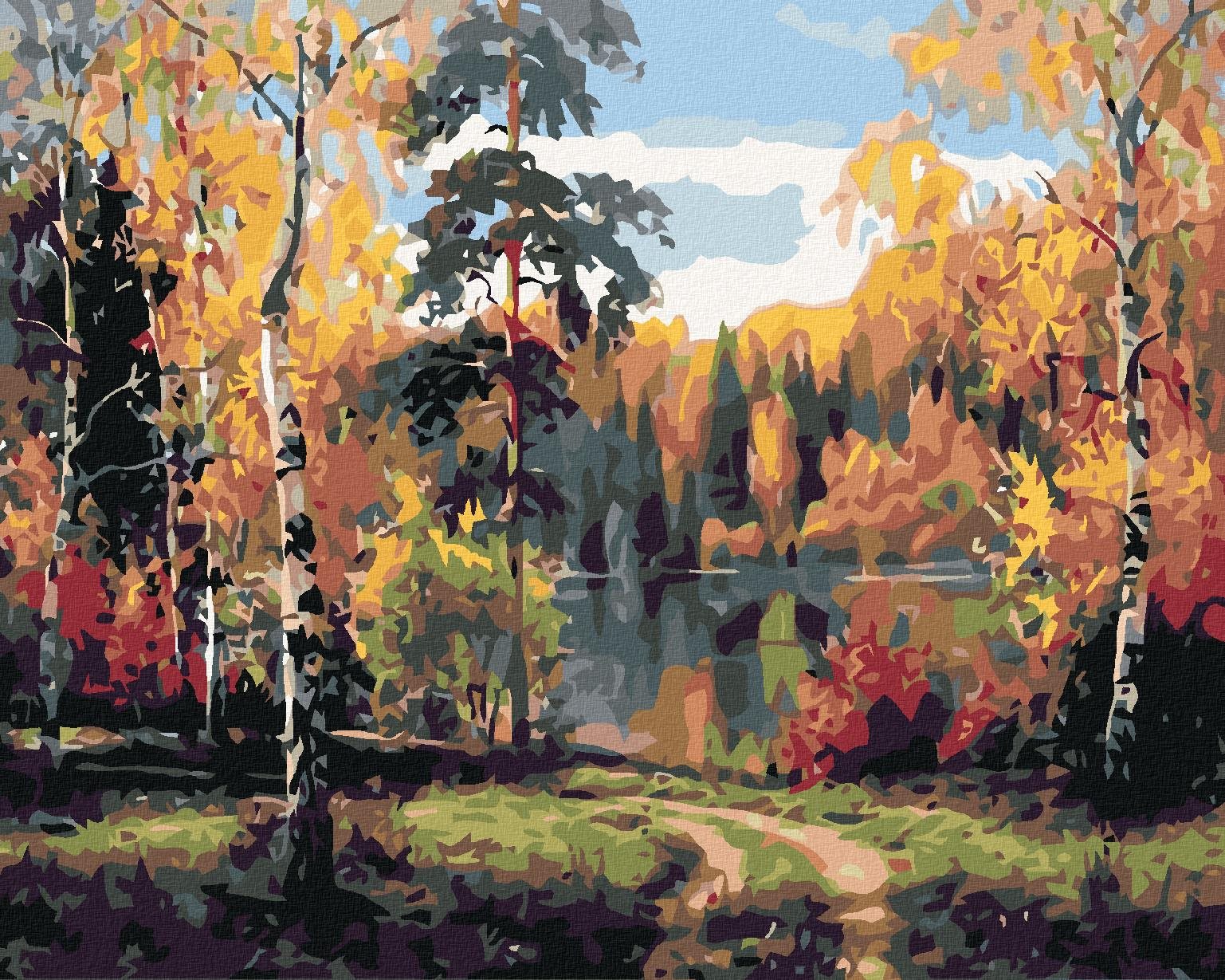 Maľovanie podľa čísel - Jesenné jazero, 50 x 40 cm, bez rámu a napnutého plátna