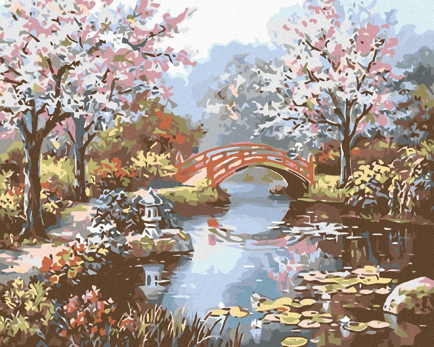 Maľovanie podľa čísel – Japonská záhrada, 50 × 40 cm, bez rámu a napnutého plátna