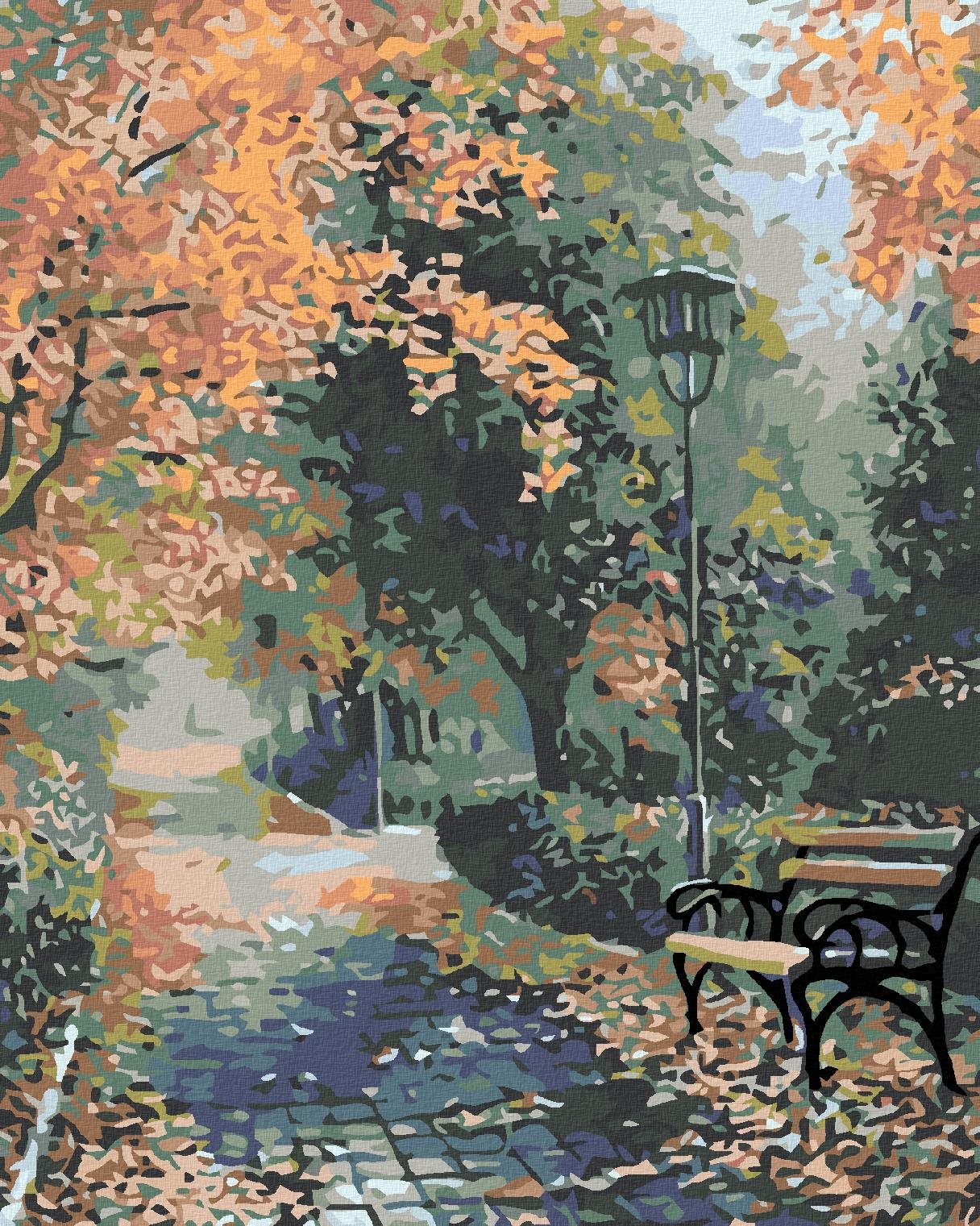 Maľovanie podľa čísel – Park v novembri, 40 × 50 cm, bez rámu a bez napnutia plátna