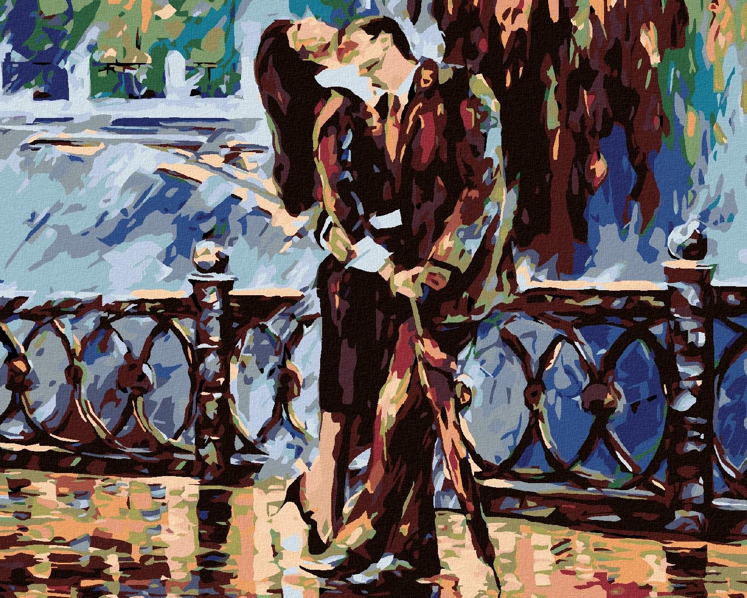 Maľovanie podľa čísel – Vášnivý pár v čiernom, 100 × 80 cm, bez rámu a bez napnutia plátna