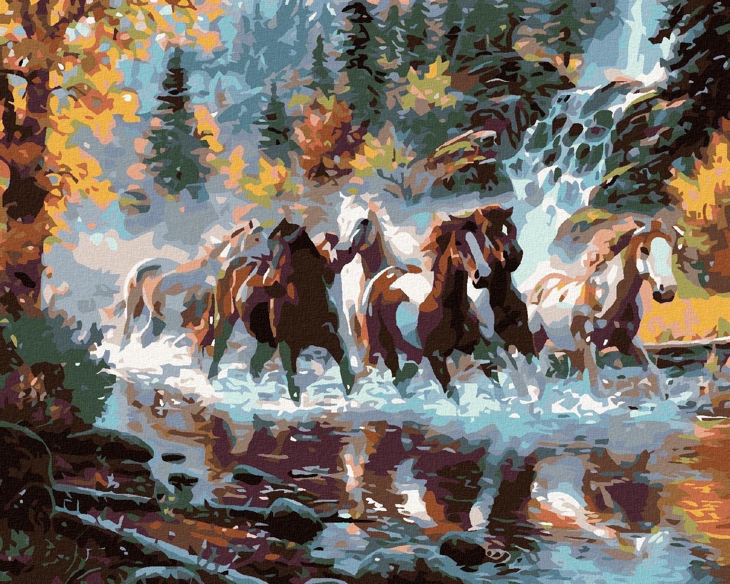 Maľovanie podľa čísel – Stádo strakošov, 100 × 80 cm, napnuté plátno na rám