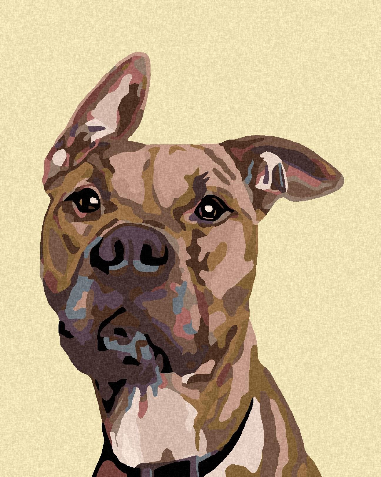 Maľovanie podľa čísel - Pes s nastraženým uchom, 80 x 100 cm, napnuté plátno na ráme