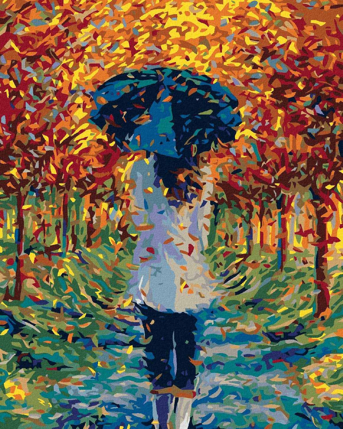Maľovanie podľa čísel – V parku pod dáždnikom, 80 × 100 cm, napnuté plátno na rám
