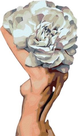 Maľovanie podľa čísel – Nahá žena za veľkým kvetom, 80 × 100 cm, bez rámu a napnutého plátna