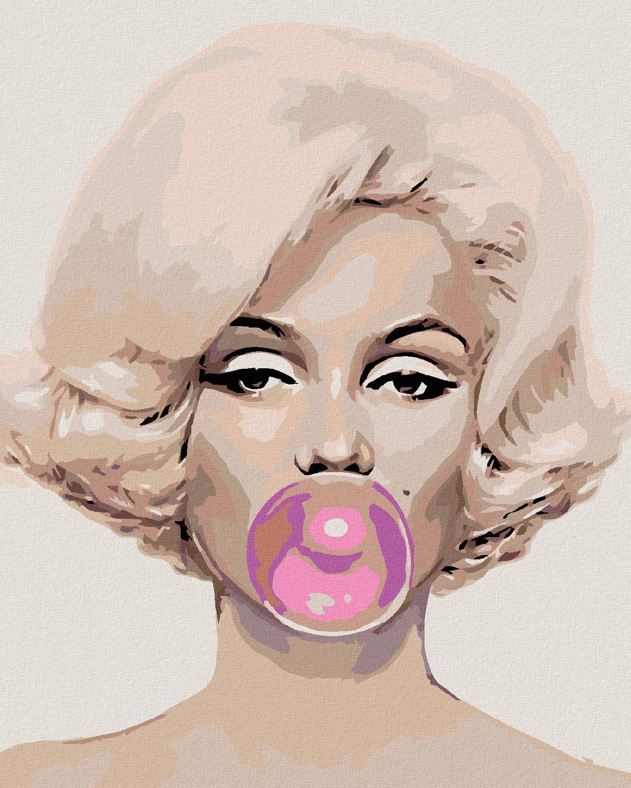 Maľovanie podľa čísel - Marilyn s bublinou, 40 x 50 cm, bez rámu a napnutého plátna