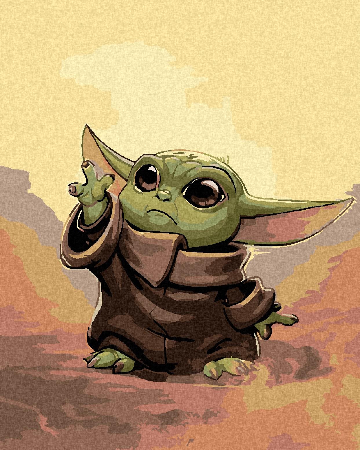 Maľovanie podľa čísel - Baby Yoda, 80 x 100 cm, bez rámu a napnutého plátna