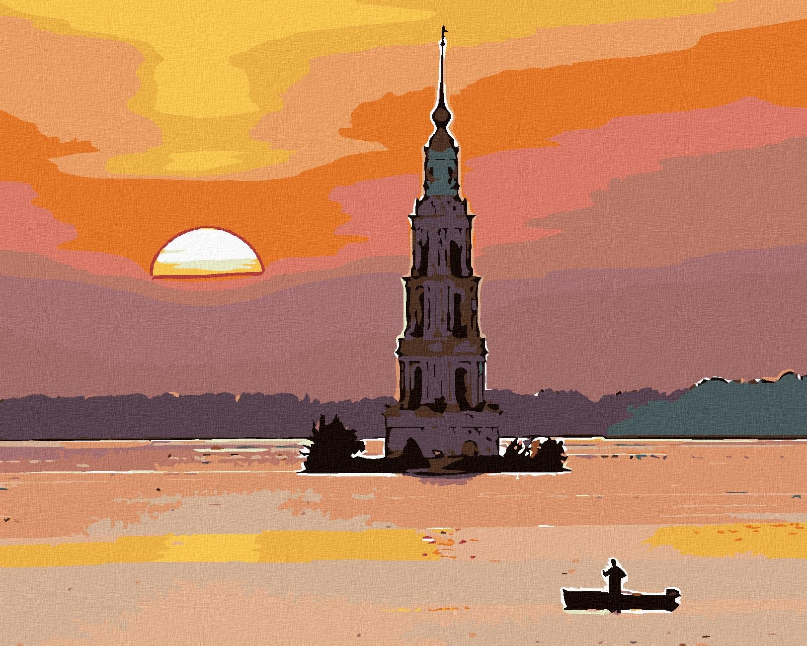 Maľovanie podľa čísel - Ozdobný maják a rybár, 50 x 40 cm, napnuté plátno na ráme