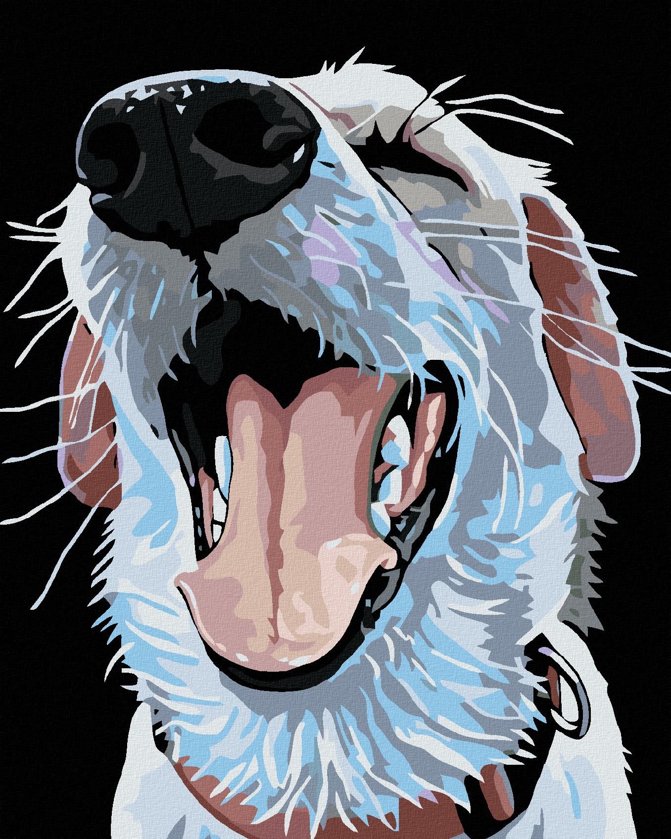 Maľovanie podľa čísel - Pes s červeným obojkom, 40 x 50 cm, napnuté plátno na ráme