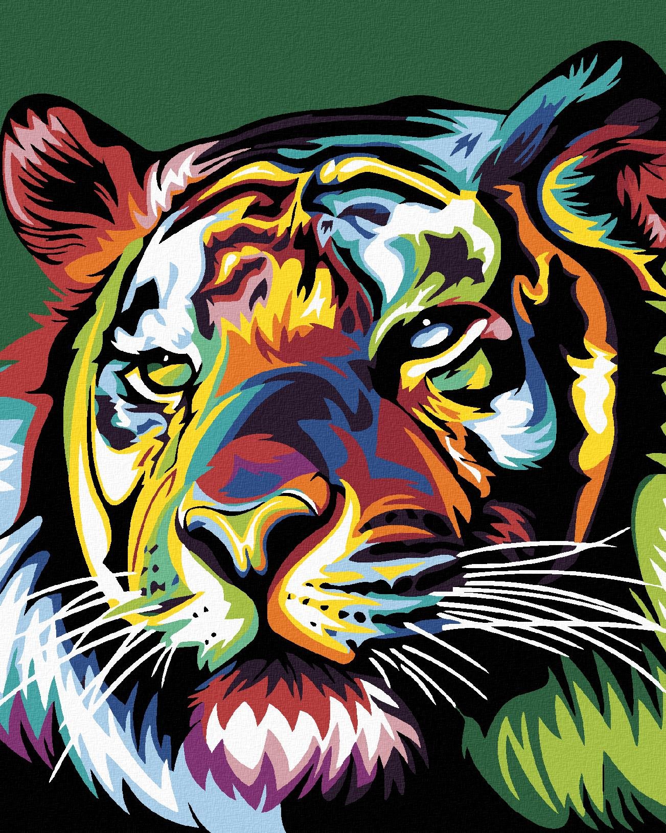 Maľovanie podľa čísel - Farebný tiger, 40 x 50 cm, napnuté plátno na ráme