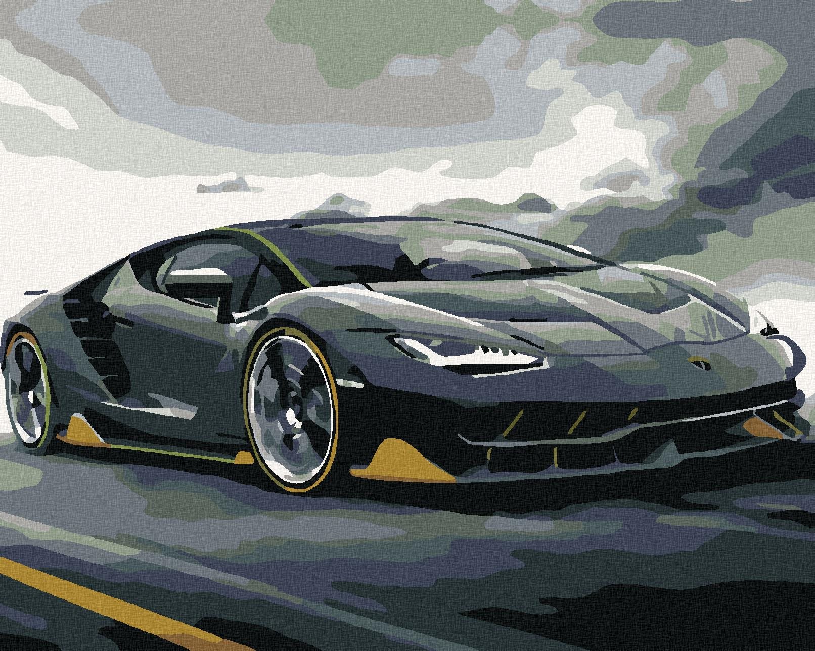Maľovanie podľa čísel - Lamborghini, 50 x 40 cm, napnuté plátno na ráme