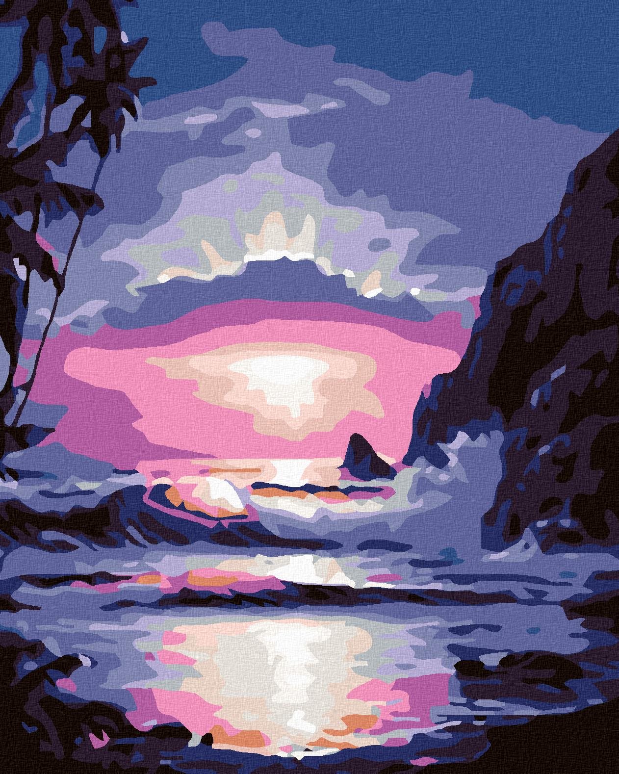 Maľovanie podľa čísel - Modrý západ slnka, 80 x 100 cm, bez rámu a napnutého plátna