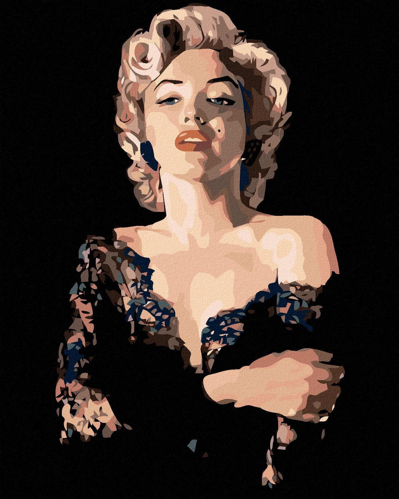 Maľovanie podľa čísel – Marilyn v čiernych šatách, 80 × 100 cm, bez rámu a bez napnutia plátna