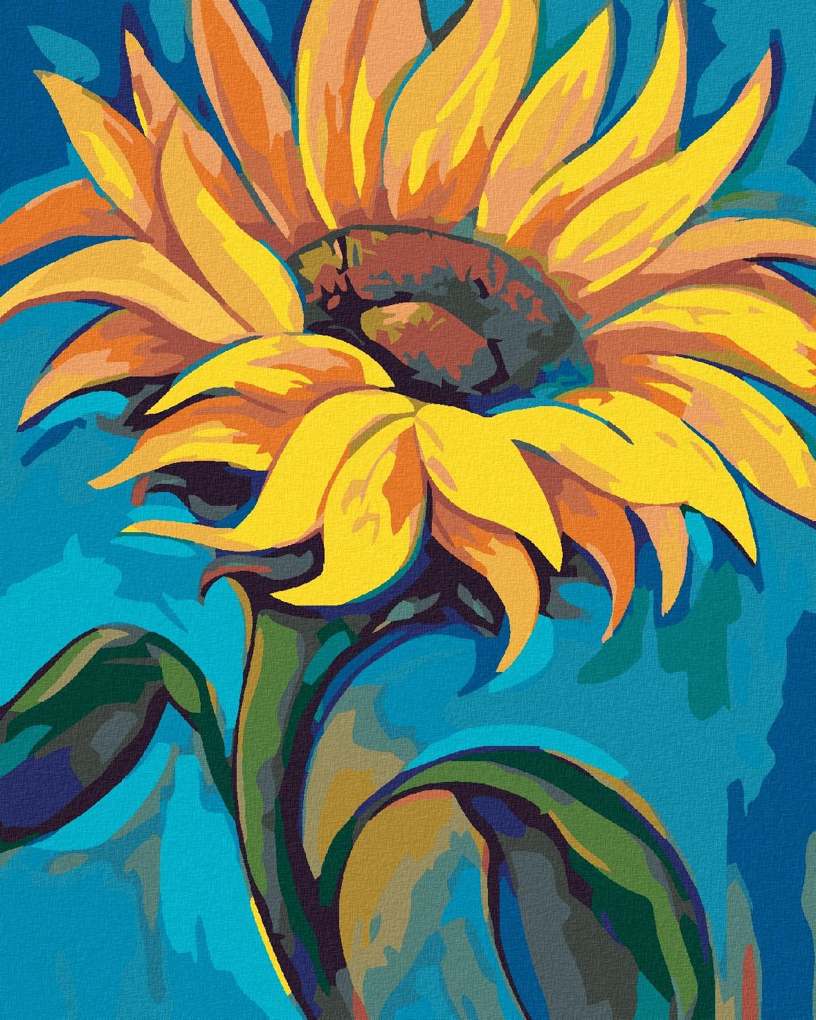 Maľovanie podľa čísel - Veľká slnečnica, 40 x 50 cm, napnuté plátno na ráme