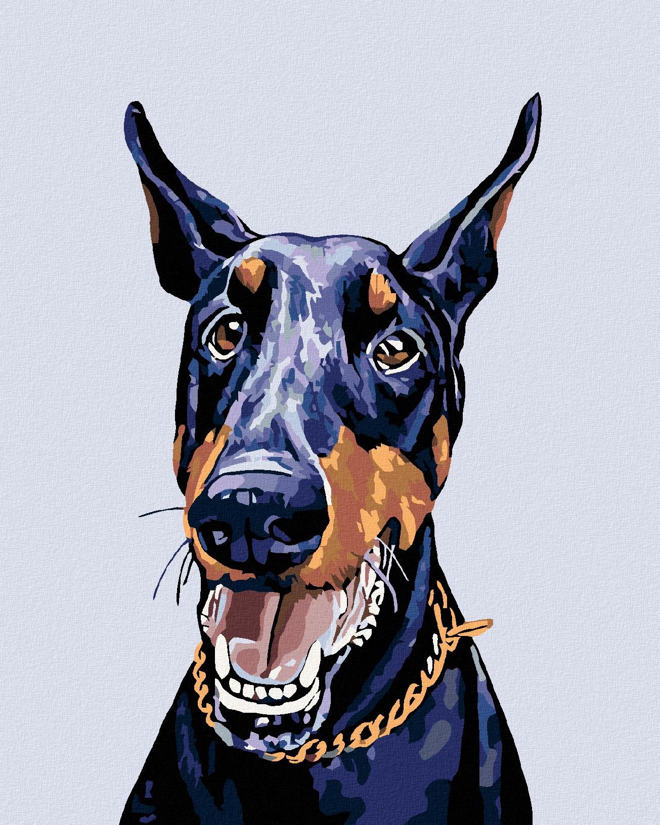 Maľovanie podľa čísel - Doberman, 40 x 50 cm, napnuté plátno na ráme
