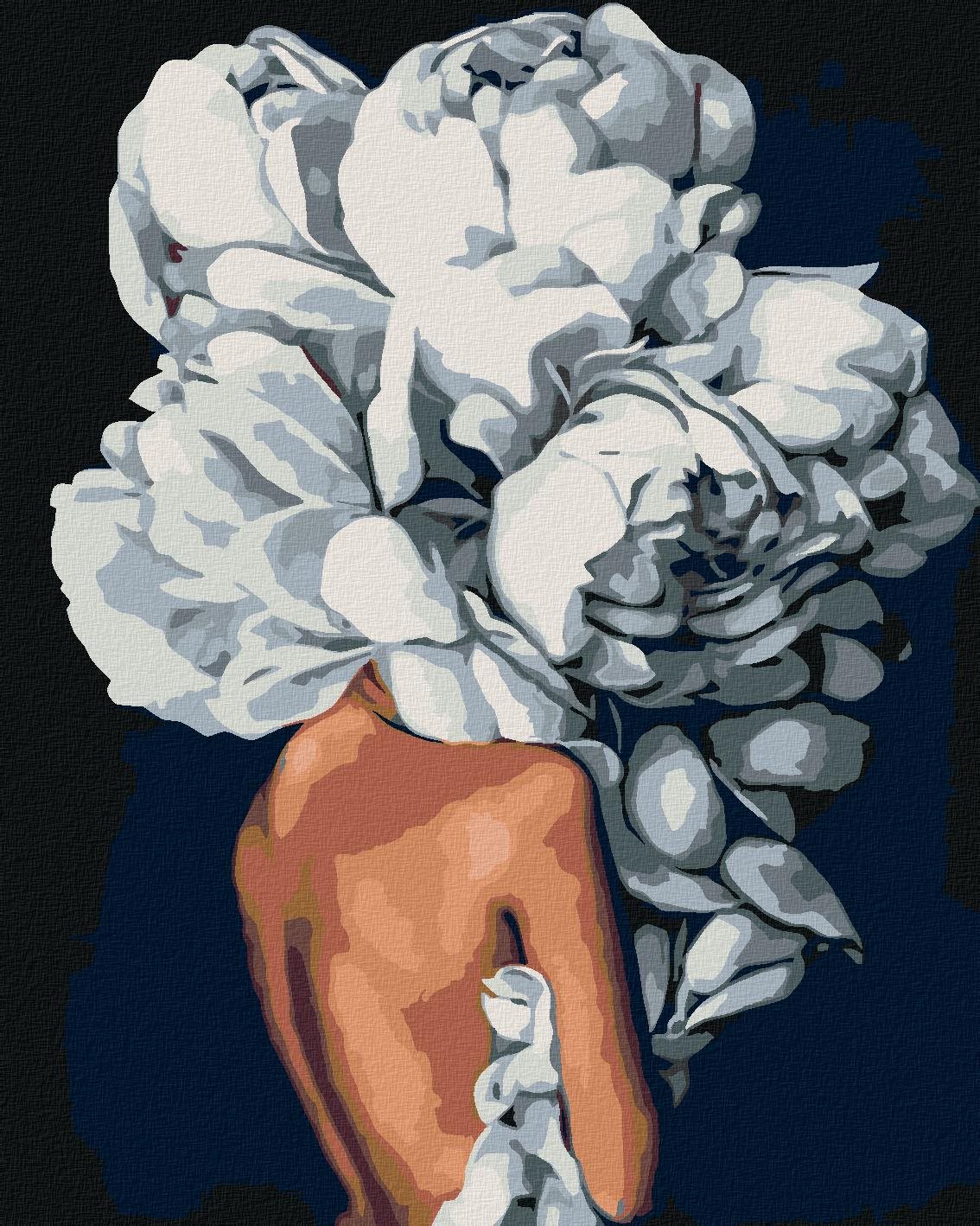 Maľovanie podľa čísel – Žena za kvetinou, 80 × 100 cm, bez rámu a bez napnutia plátna