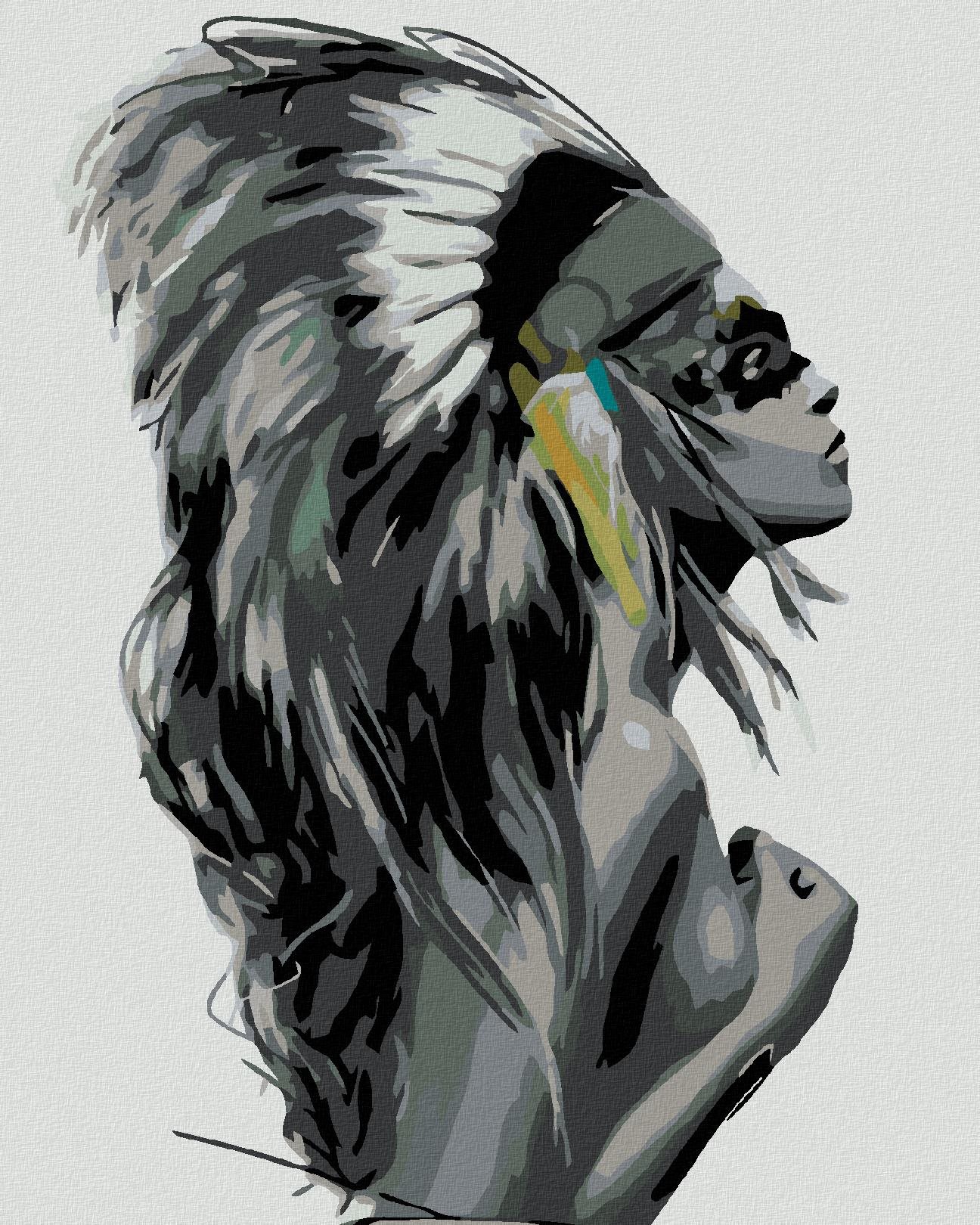 Maľovanie podľa čísel – Žena náčelníčka, 80 × 100 cm, napnuté plátno na rám