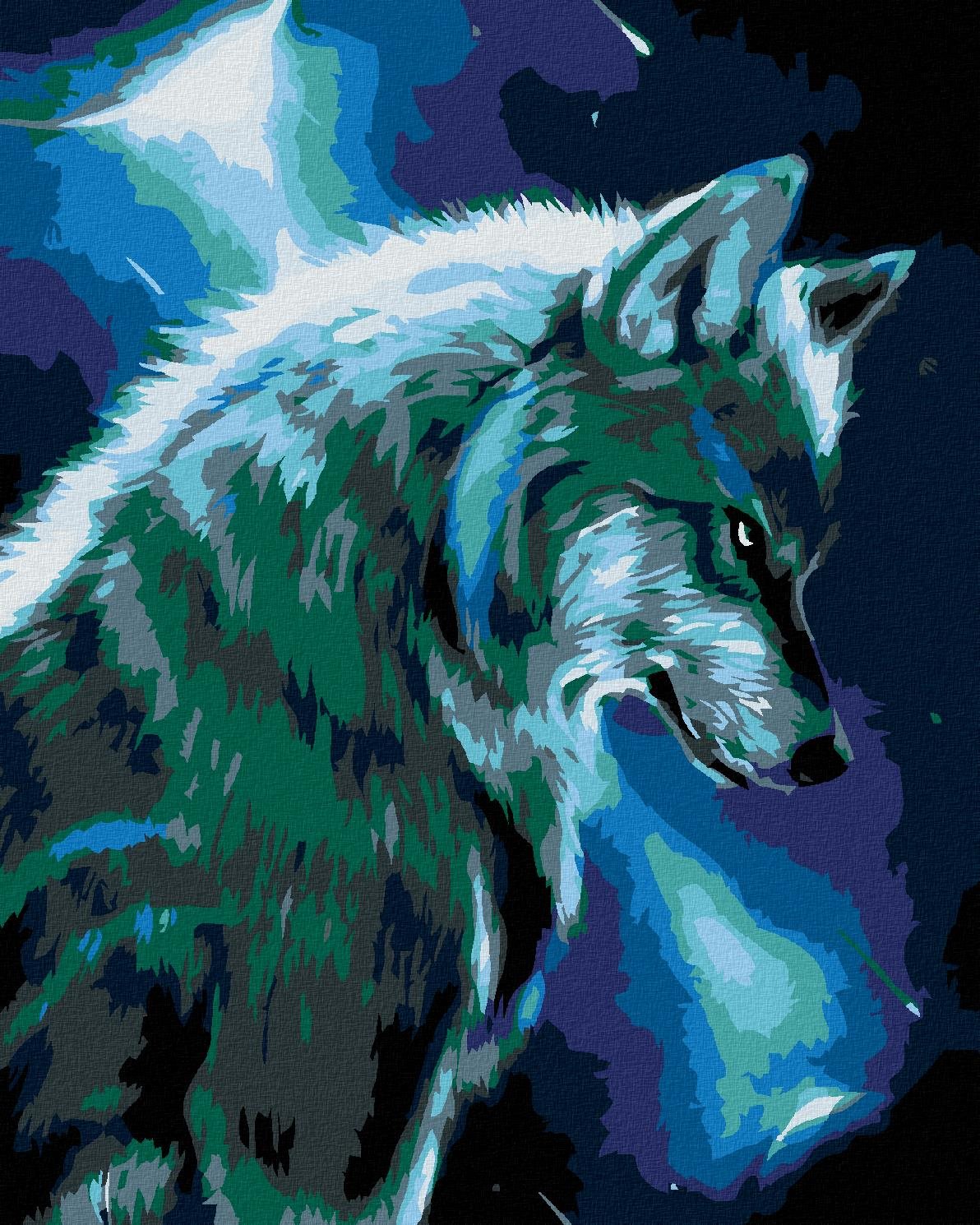 Maľovanie podľa čísel – Svietiaci vlk, 80 × 100 cm, bez rámu a bez napnutia plátna