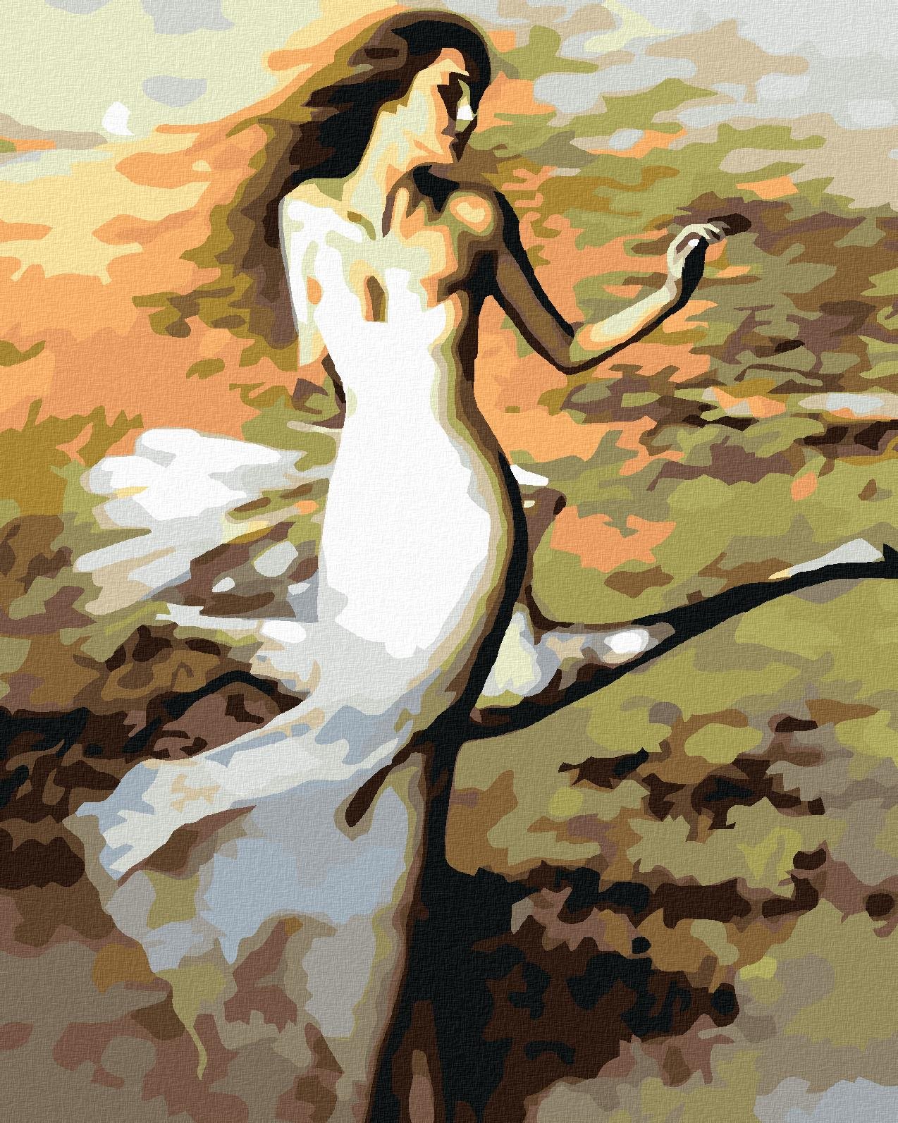 Maľovanie podľa čísel – Tancujúca žena v bielom, 80 × 100 cm, plátno napnuté na ráme