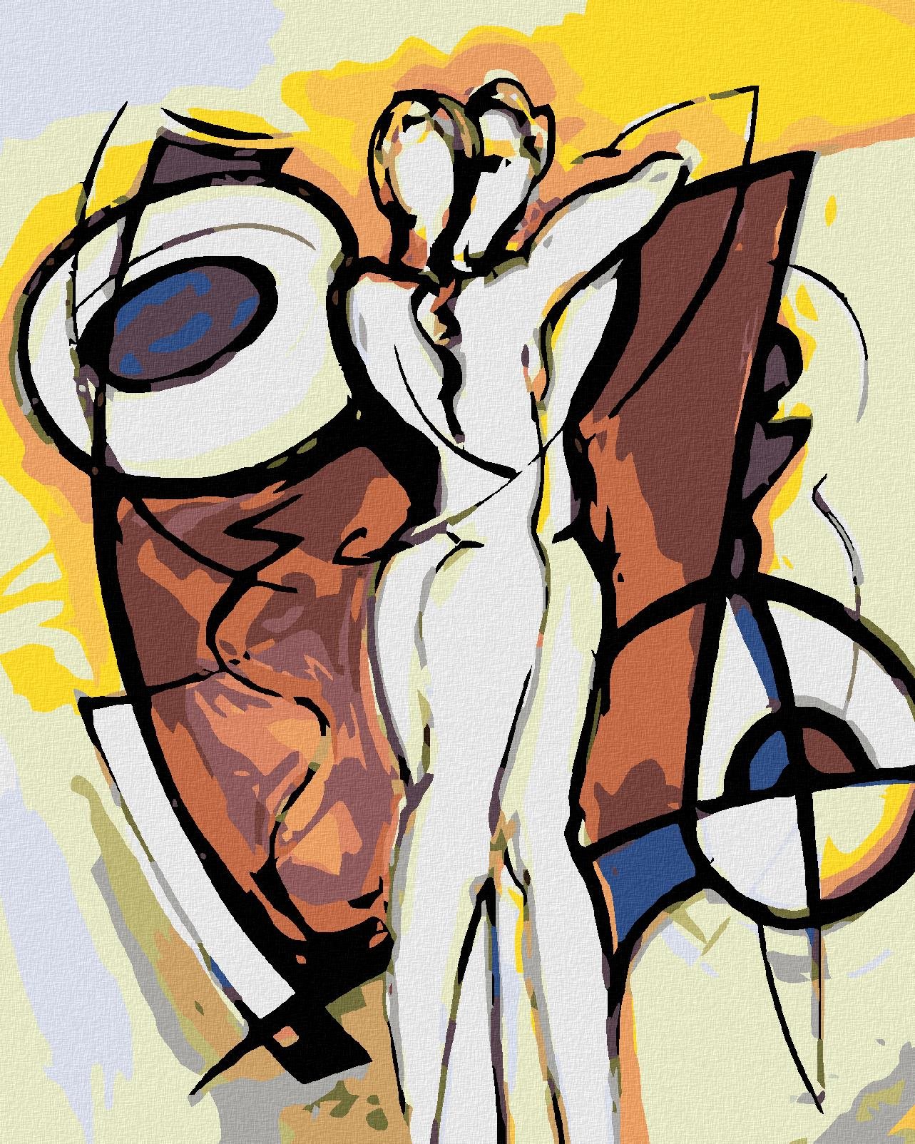 Maľovanie podľa čísel - Abstrakcia milencov, 80 x 100 cm, bez rámu a napnutého plátna