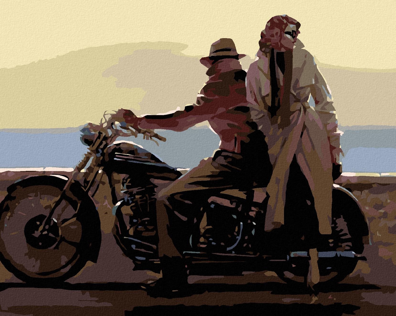 Maľovanie podľa čísel - Milenci na motorke, 100 x 80 cm, napnuté plátno na ráme