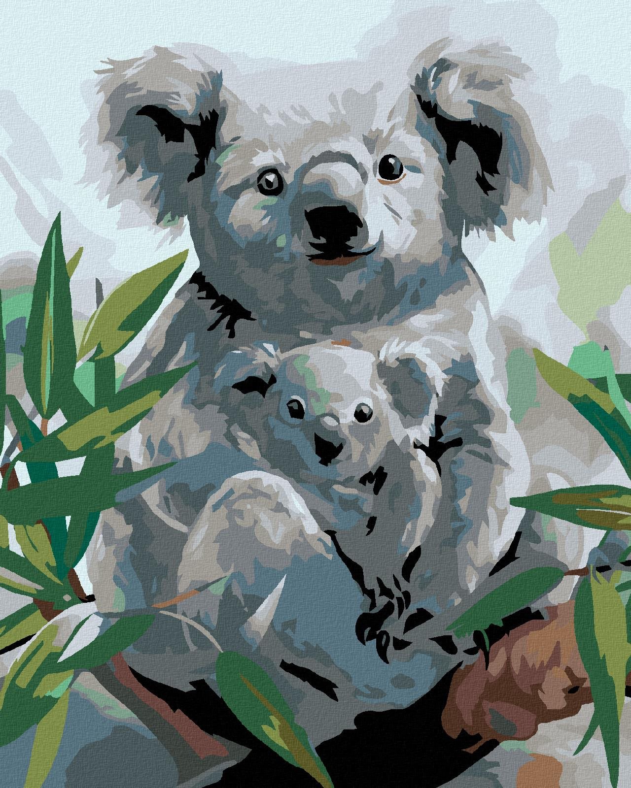 Maľovanie podľa čísel - Koala s mláďaťom, 80 x 100 cm, napnuté plátno na ráme