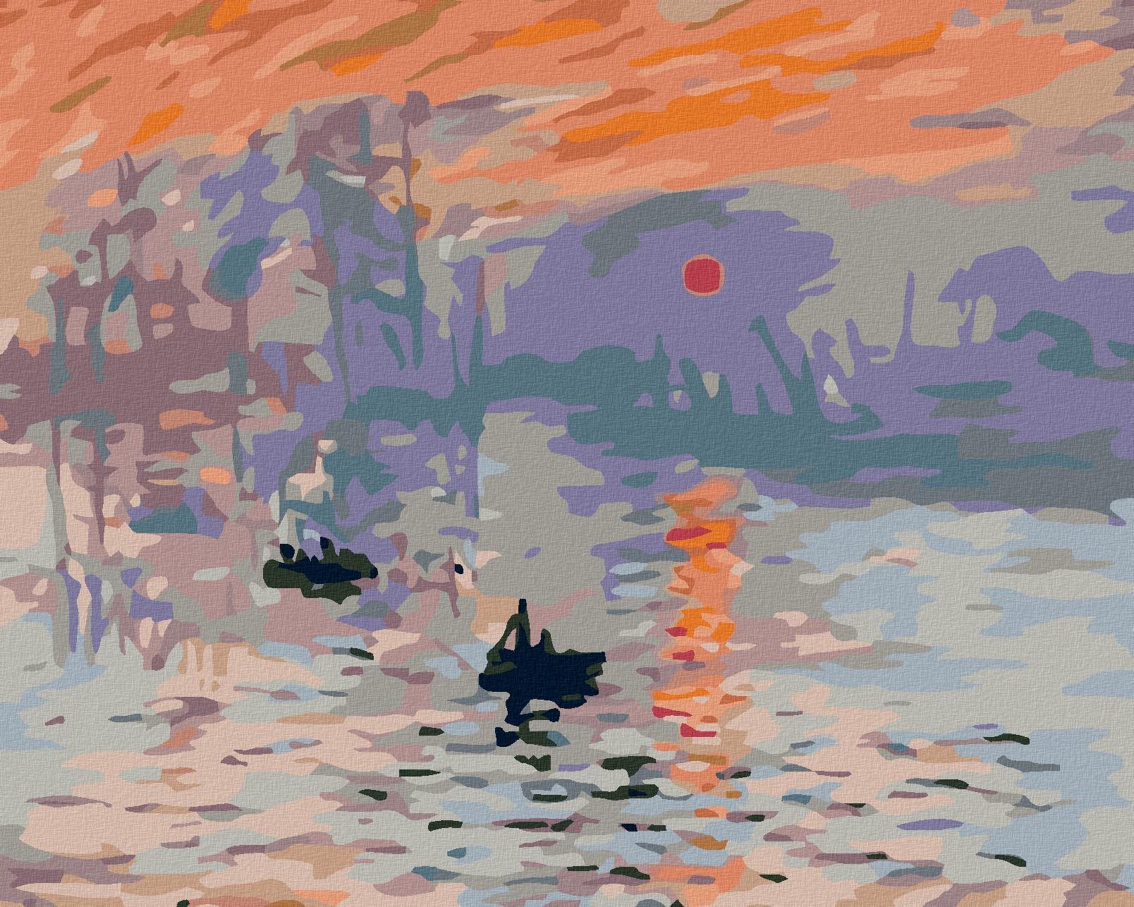 Maľovanie podľa čísel – Východ slnka (C.Monet), 100 × 80 cm, vypnuté plátno na rám