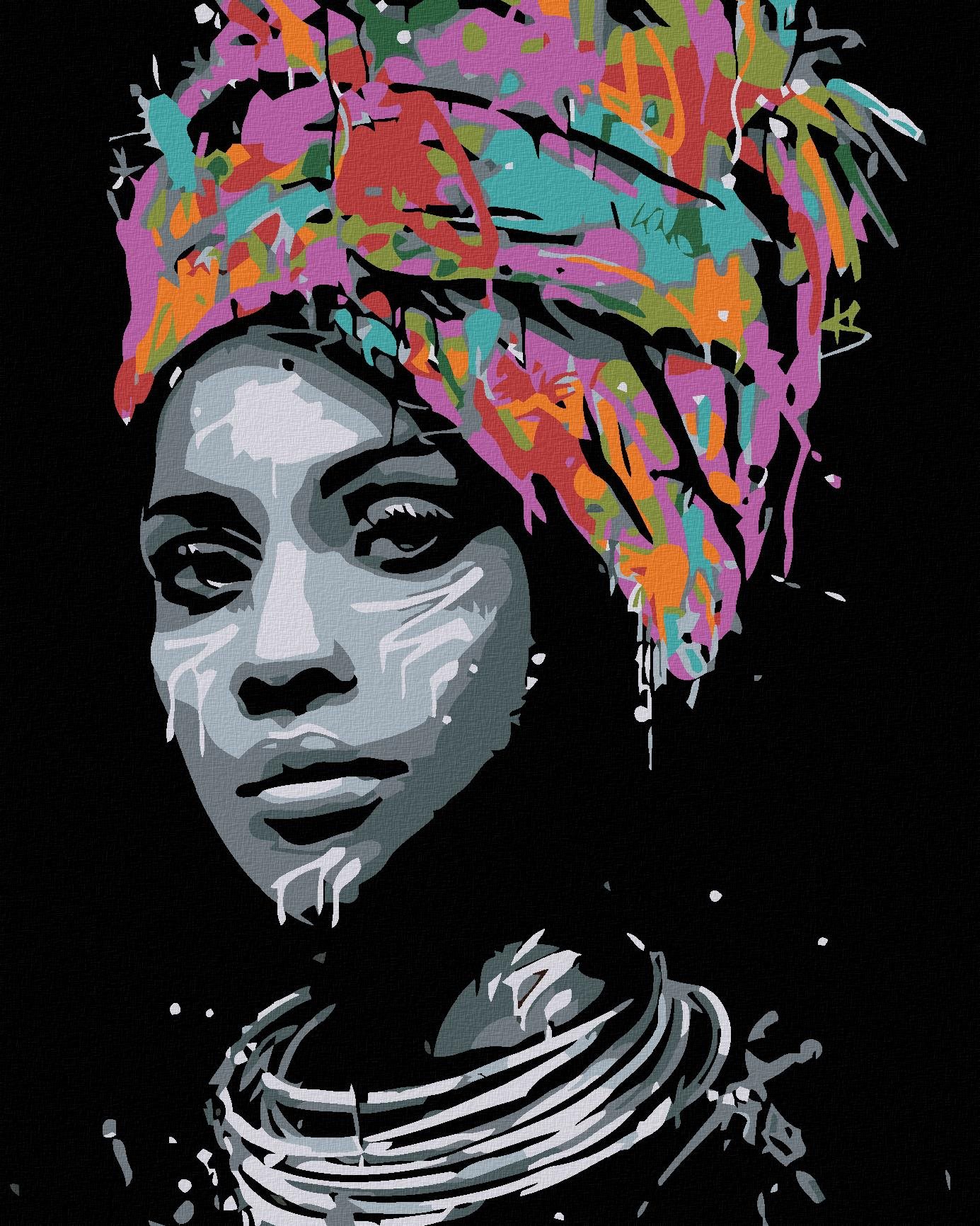 Maľovanie podľa čísel - Africká kráska, 80 x 100 cm, napnuté plátno na ráme