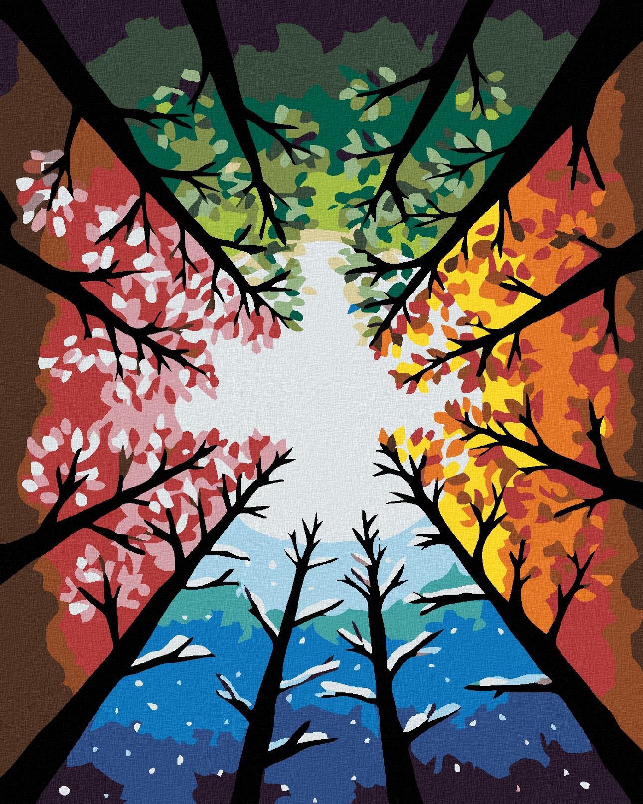 Maľovanie podľa čísel – Štyri obdobia, 40 × 50 cm, napnuté plátno na rám