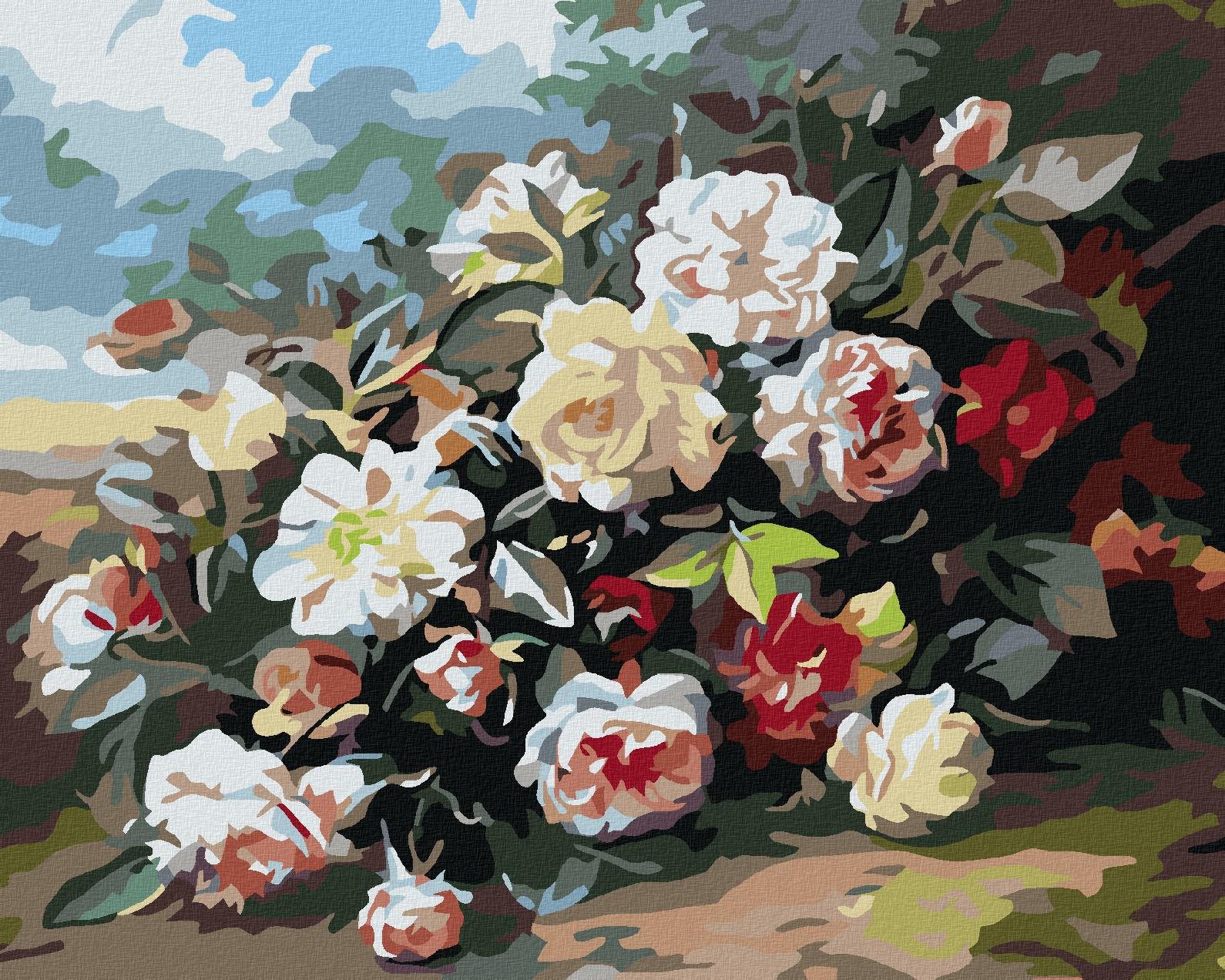 Maľovanie podľa čísel – Divoké ruže, 100 × 80 cm, napnuté plátno na rám
