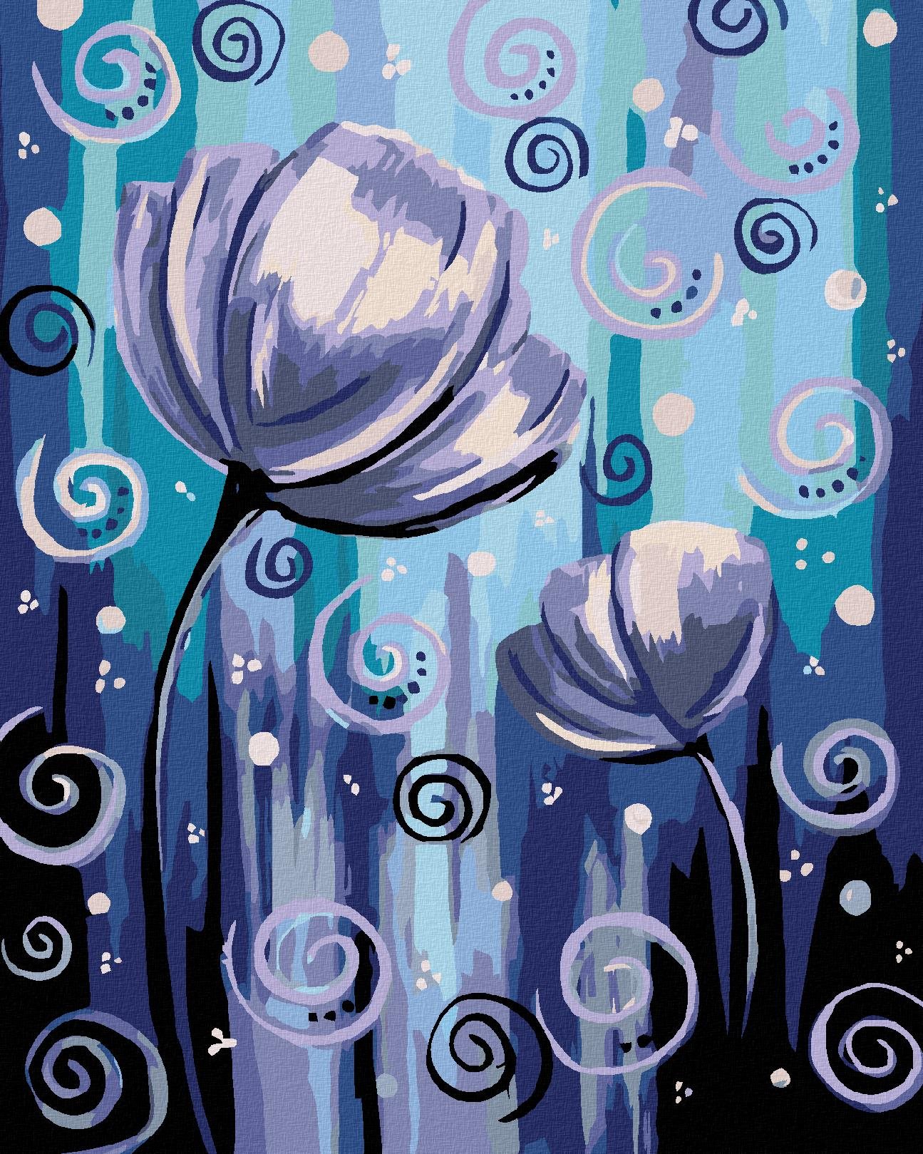 Maľovanie podľa čísel - Kvetiny a špirály, 80 x 100 cm, napnuté plátno na ráme