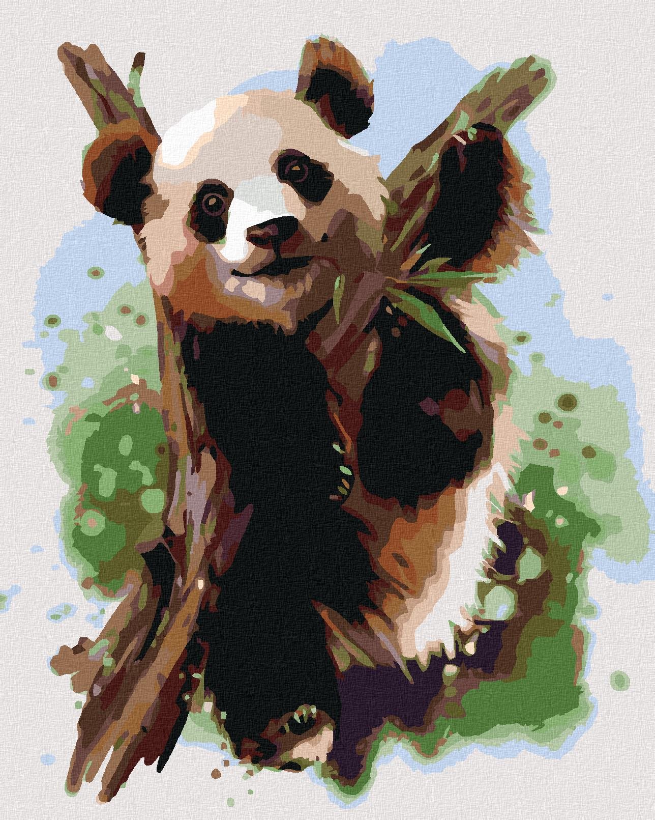 Maľovanie podľa čísel – Panda na konári, 40 × 50 cm, napnuté plátno na rám