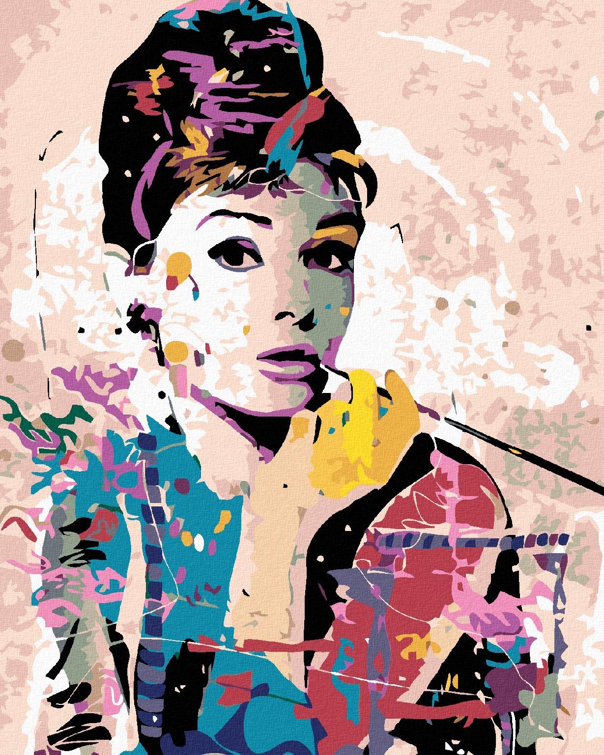 Maľovanie podľa čísel - Audrey Hepburn, 40 x 50 cm, napnuté plátno na ráme