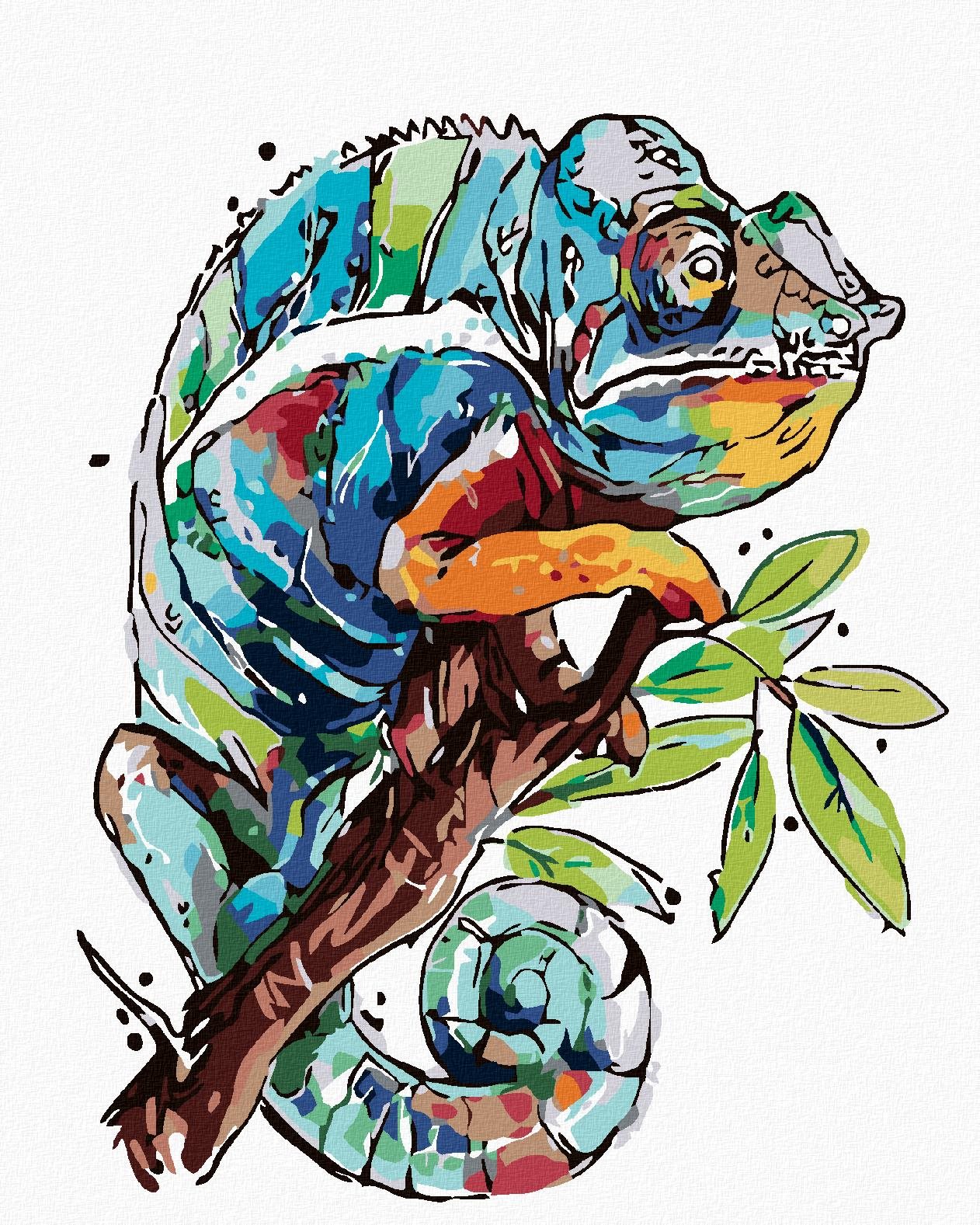 Maľovanie podľa čísel – Chameleón, 40 × 50 cm, napnuté plátno na rám
