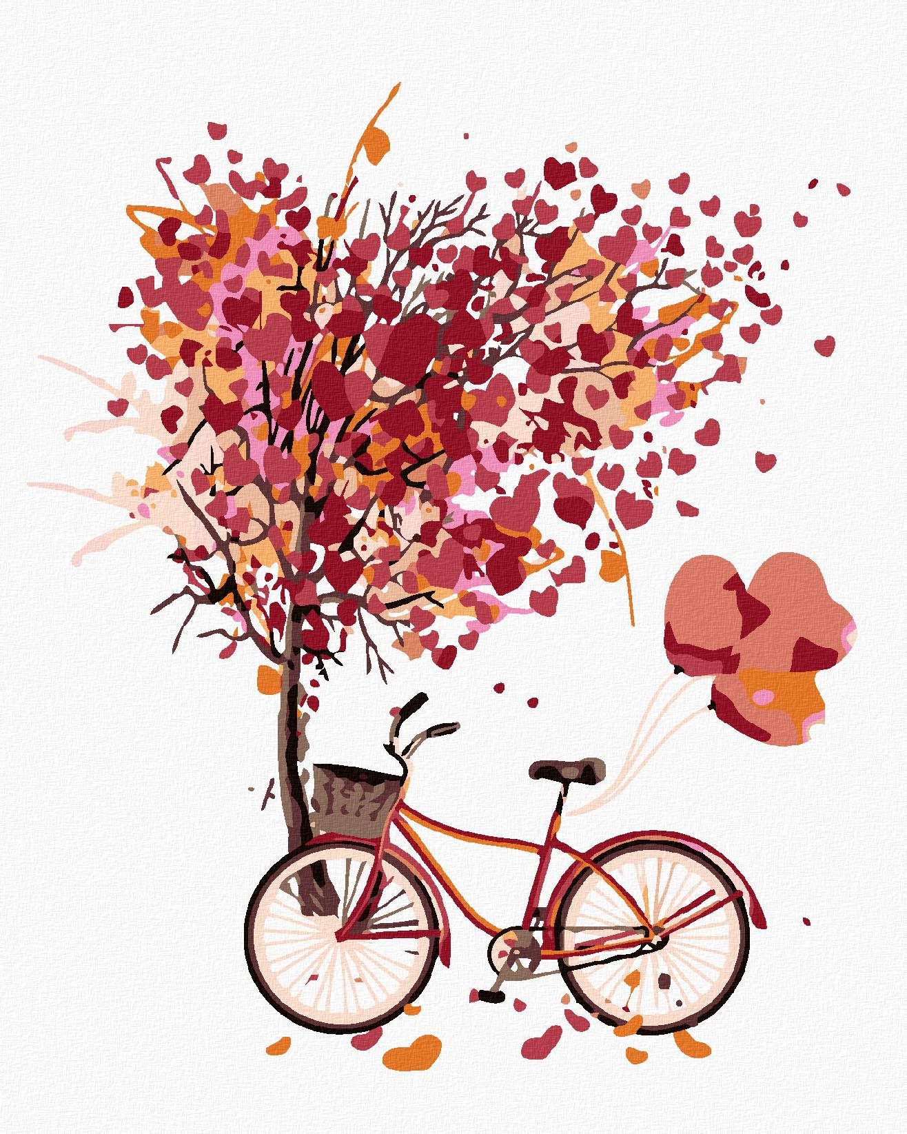Maľovanie podľa čísel - Bicykel lásky, 80 x 100 cm, bez rámu a napnutého plátna