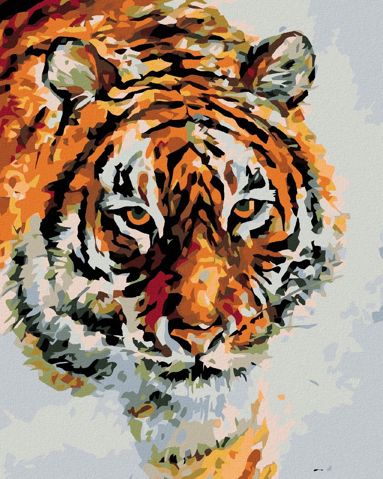 Maľovanie podľa čísel - Tiger v snehu, 80 x 100 cm, napnuté plátno na ráme