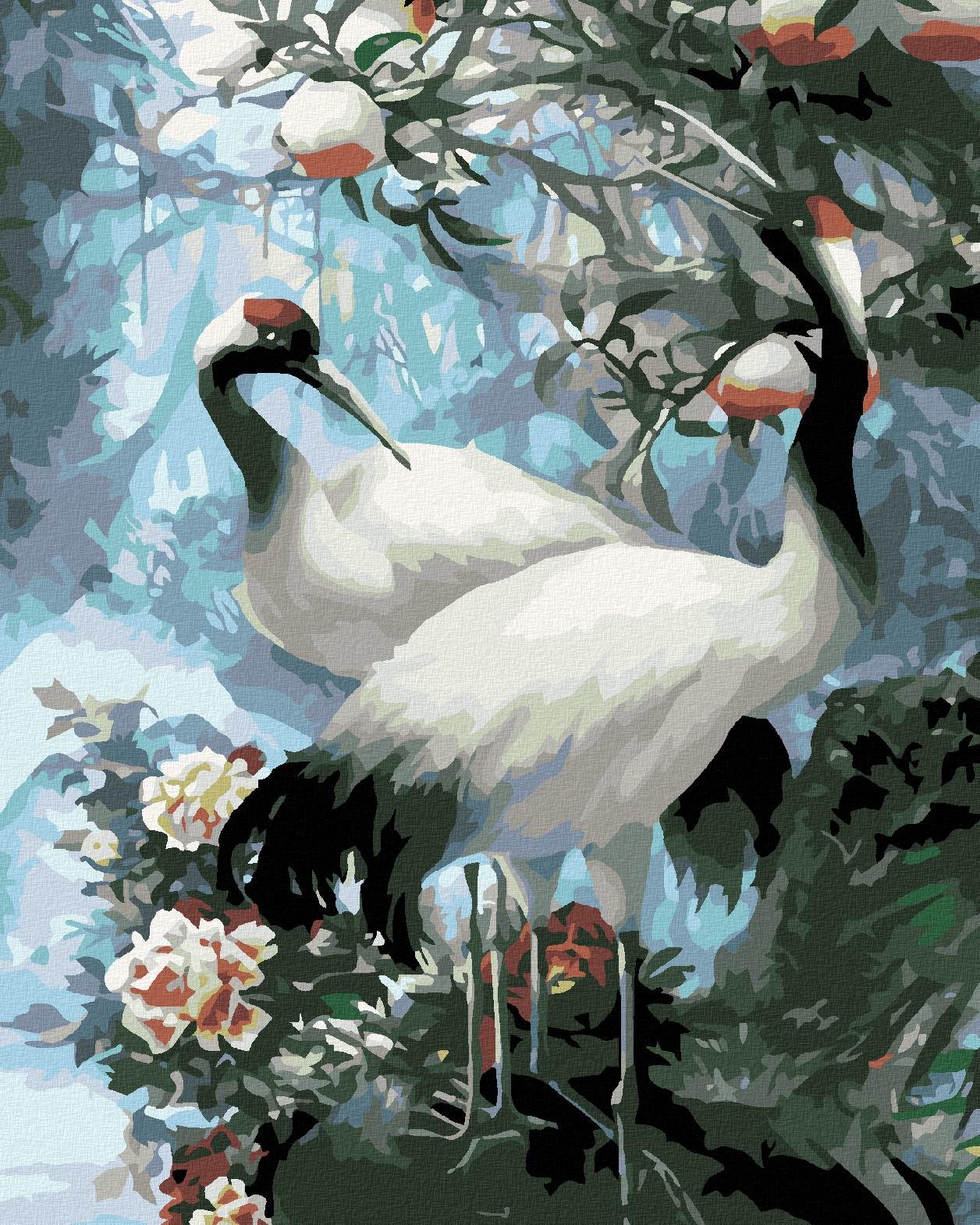 Maľovanie podľa čísel - Žeriav biely, 80 x 100 cm, napnuté plátno na ráme