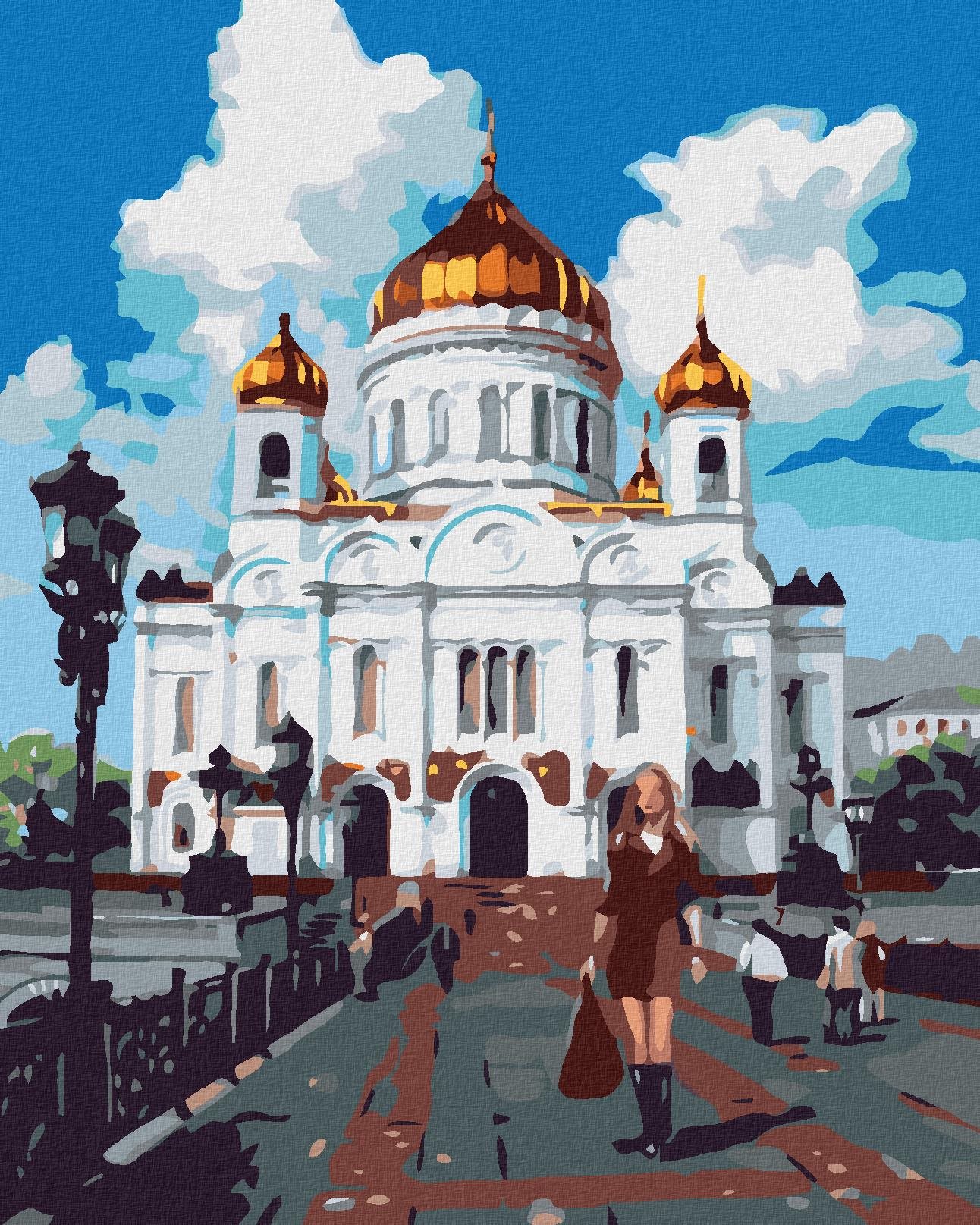 Maľovanie podľa čísel – Žena pred palácom, 40 × 50 cm, napnuté plátno na rám