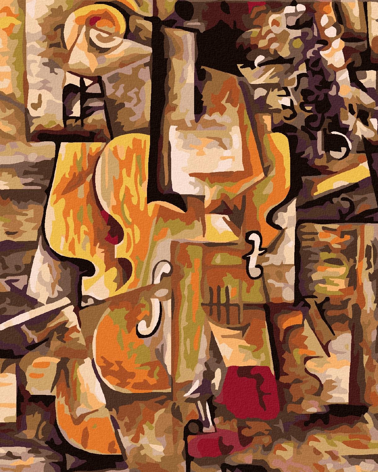 Maľovanie podľa čísel – Husle a hrozno (Picasso), 40 × 50 cm, napnuté plátno na rám