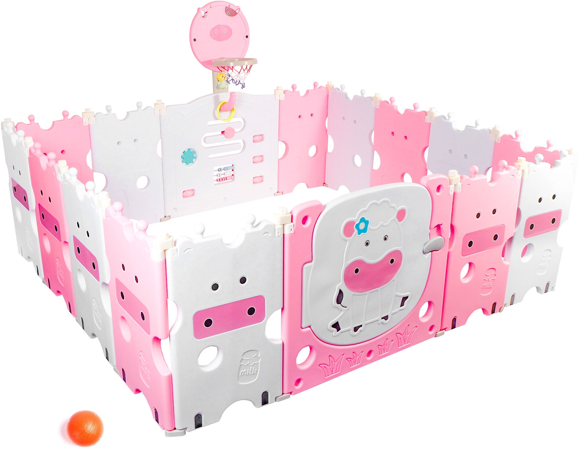 AGA4KIDS Detská ohrádka 156 × 186 × 64 cm ružová