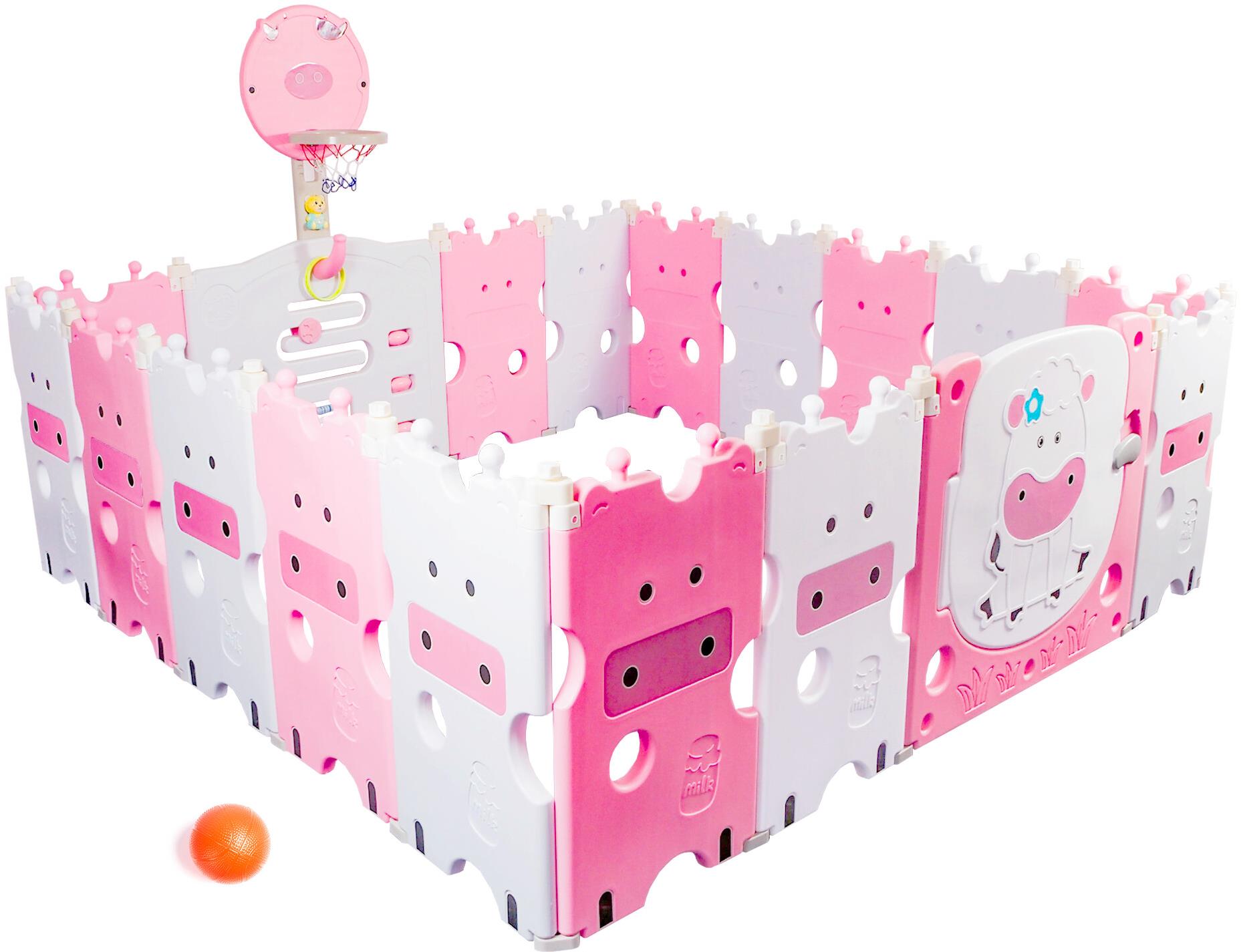 AGA4KIDS Detská ohrádka 223 × 192 × 64 cm ružová