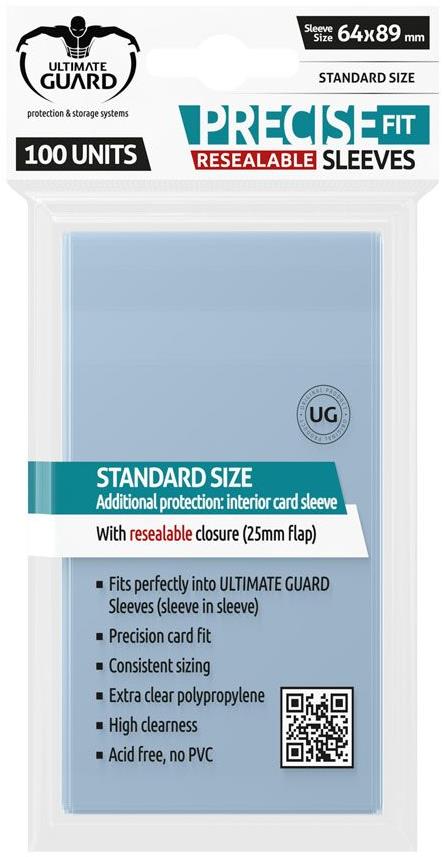 Ultimate Guard Precise-Fit obaly Resealable Standard Size Transparent 100 kusov
