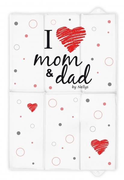 Baby Nellys Cestovná prebaľovacia podložka mäkká I Love biela – červená